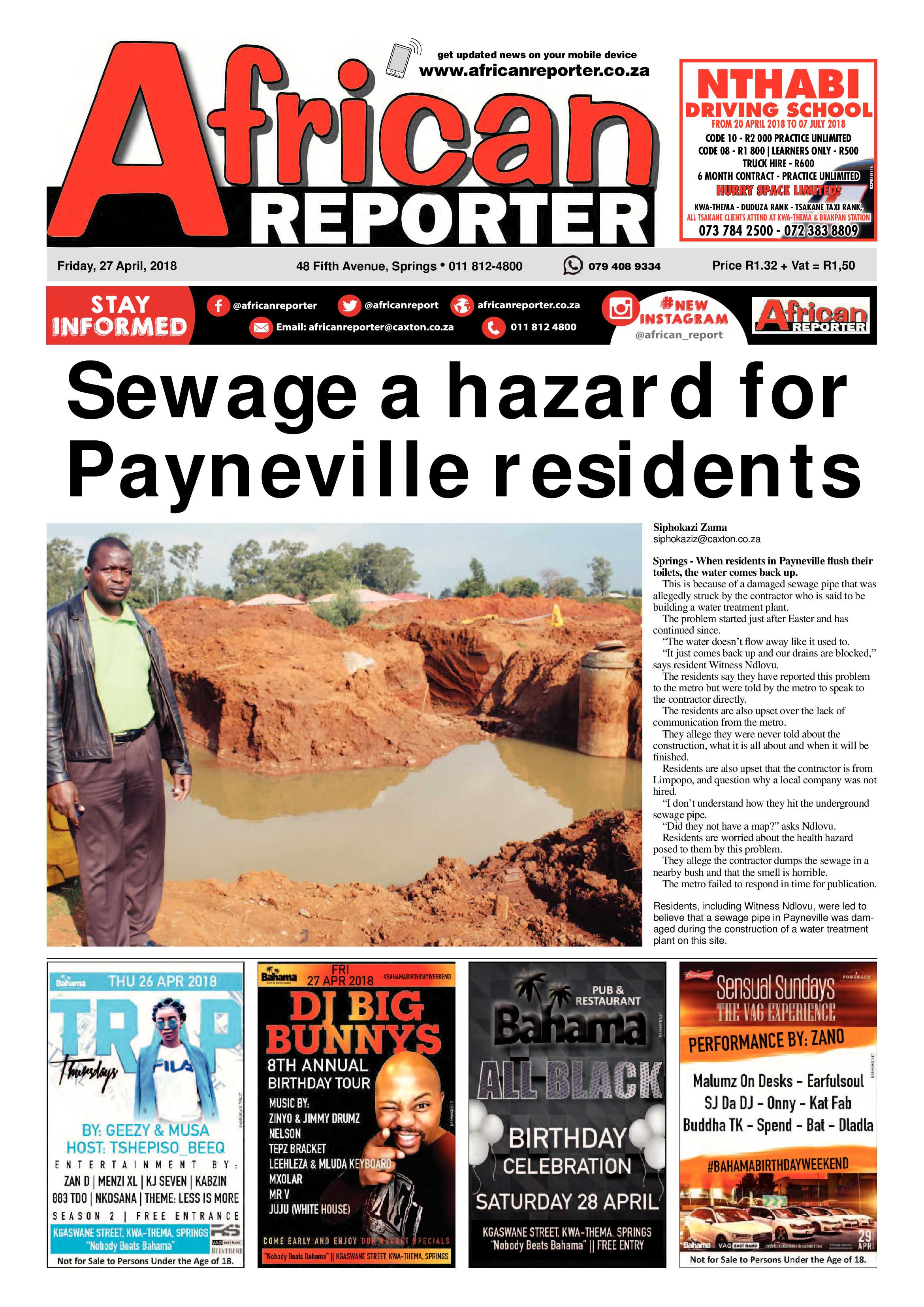 African Reporter 27 April 2018 page 1