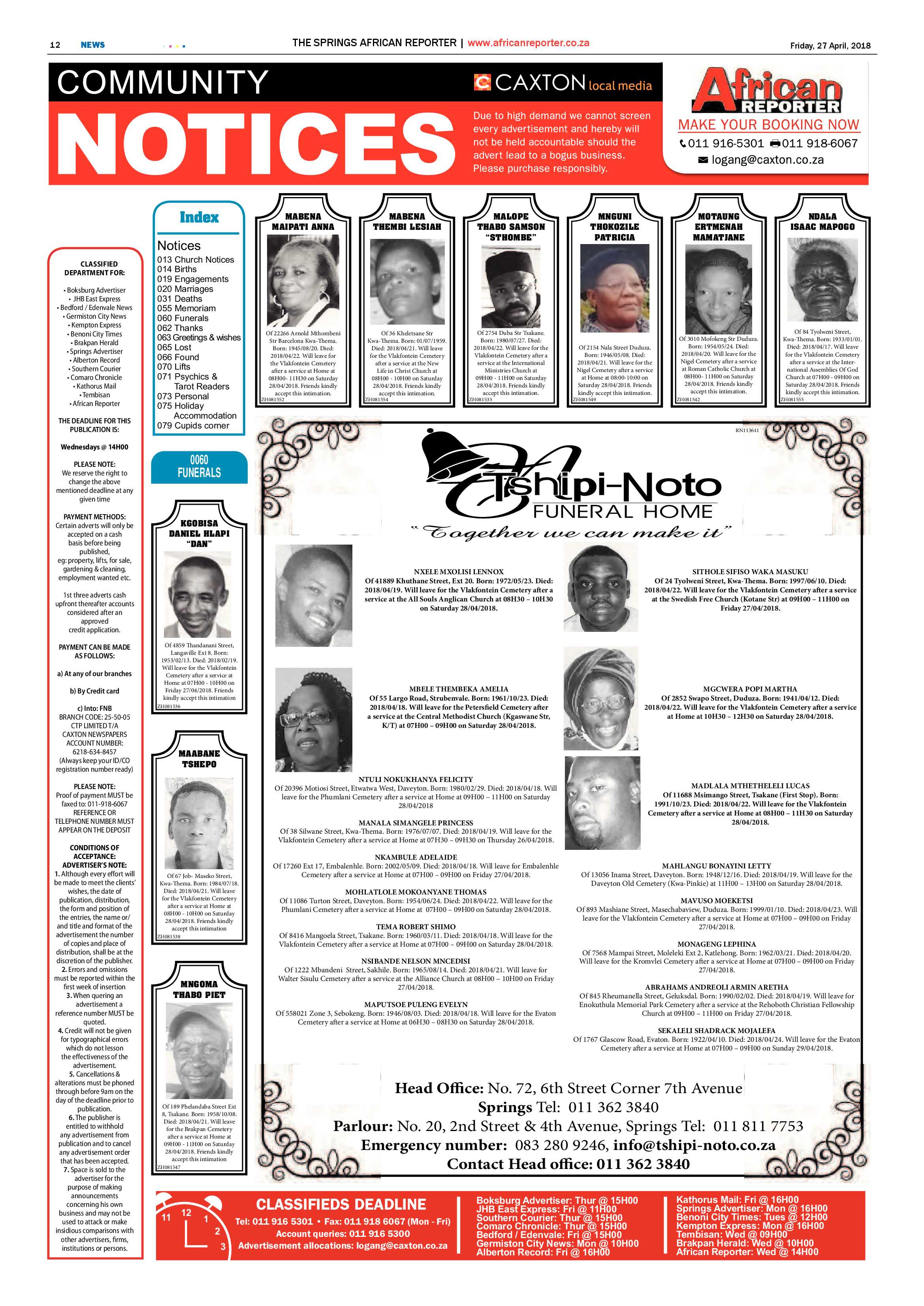 African Reporter 27 April 2018 page 12