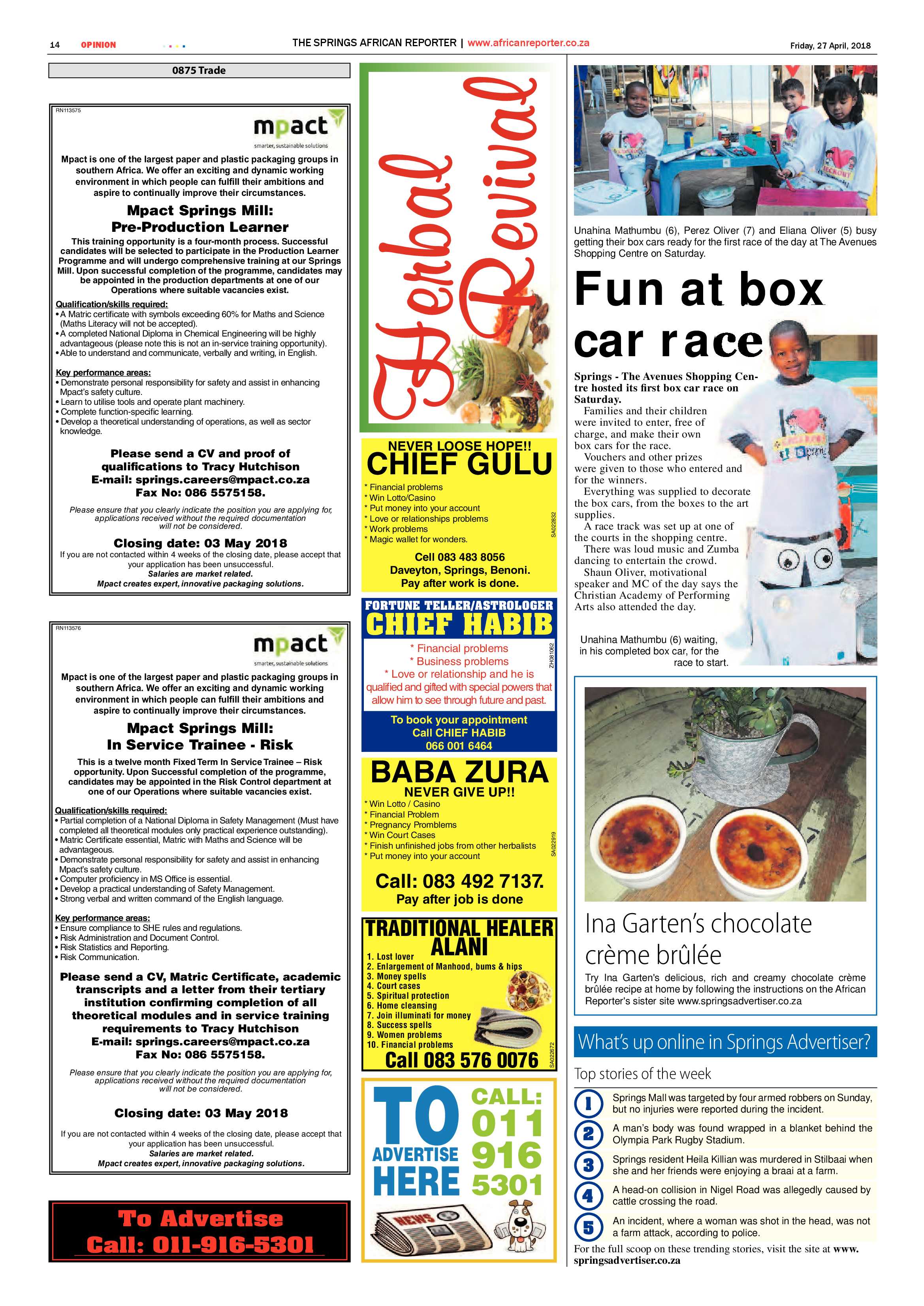 African Reporter 27 April 2018 page 14