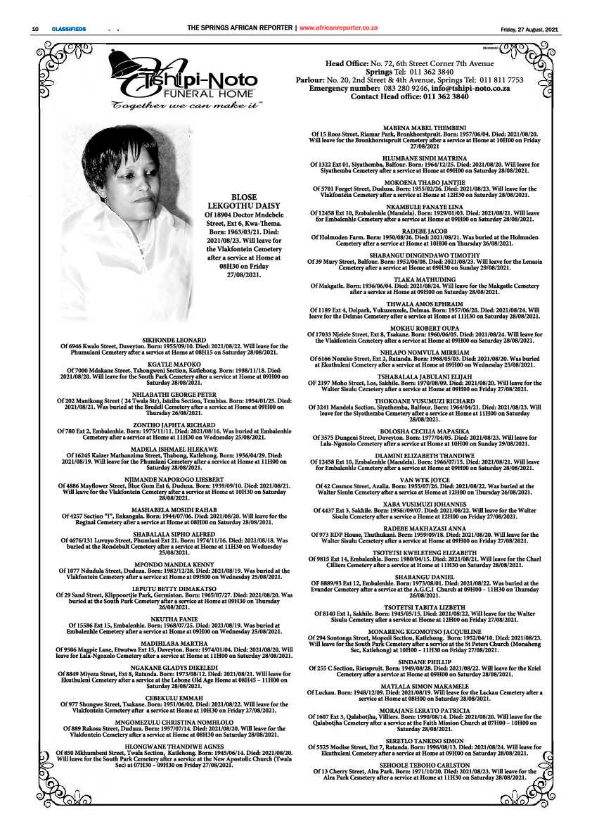 African Reporter 27 August 2021 page 10