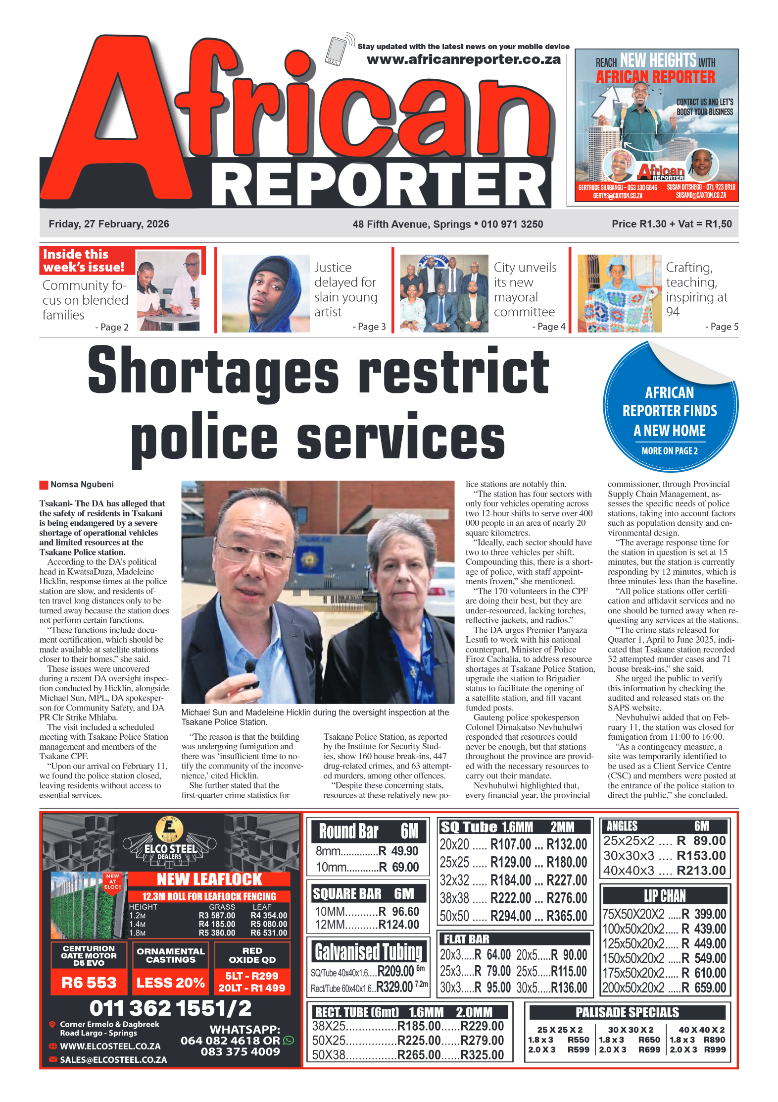 African Reporter 27 February 2026 page 1