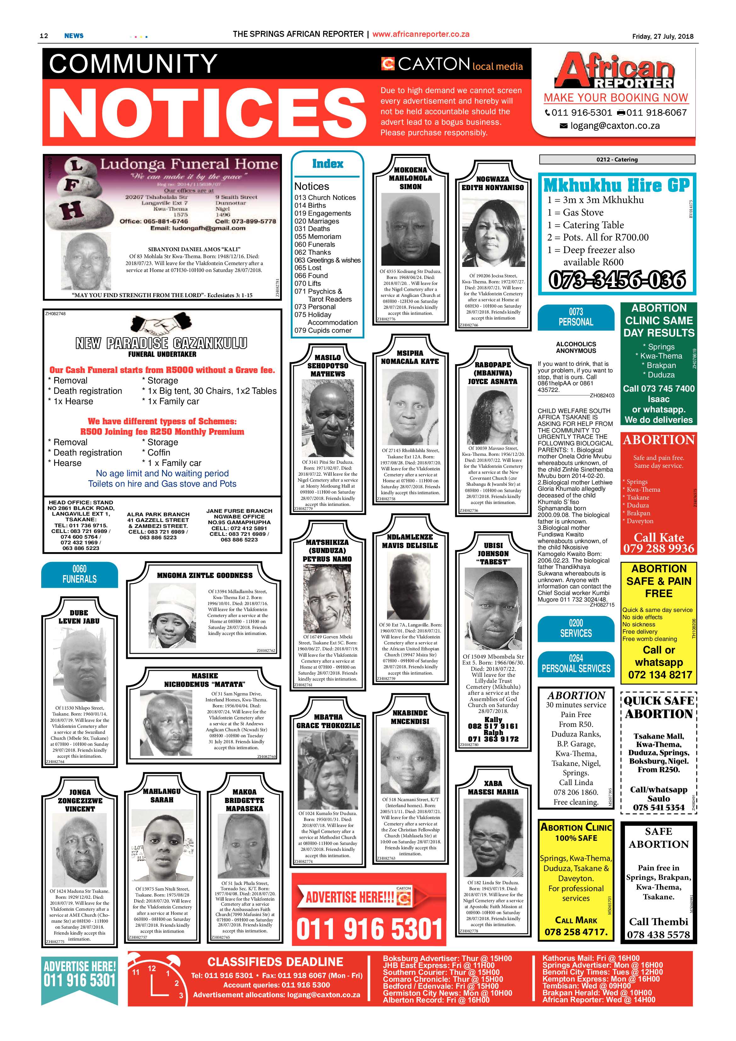 African Reporter 27 July 2018 page 12