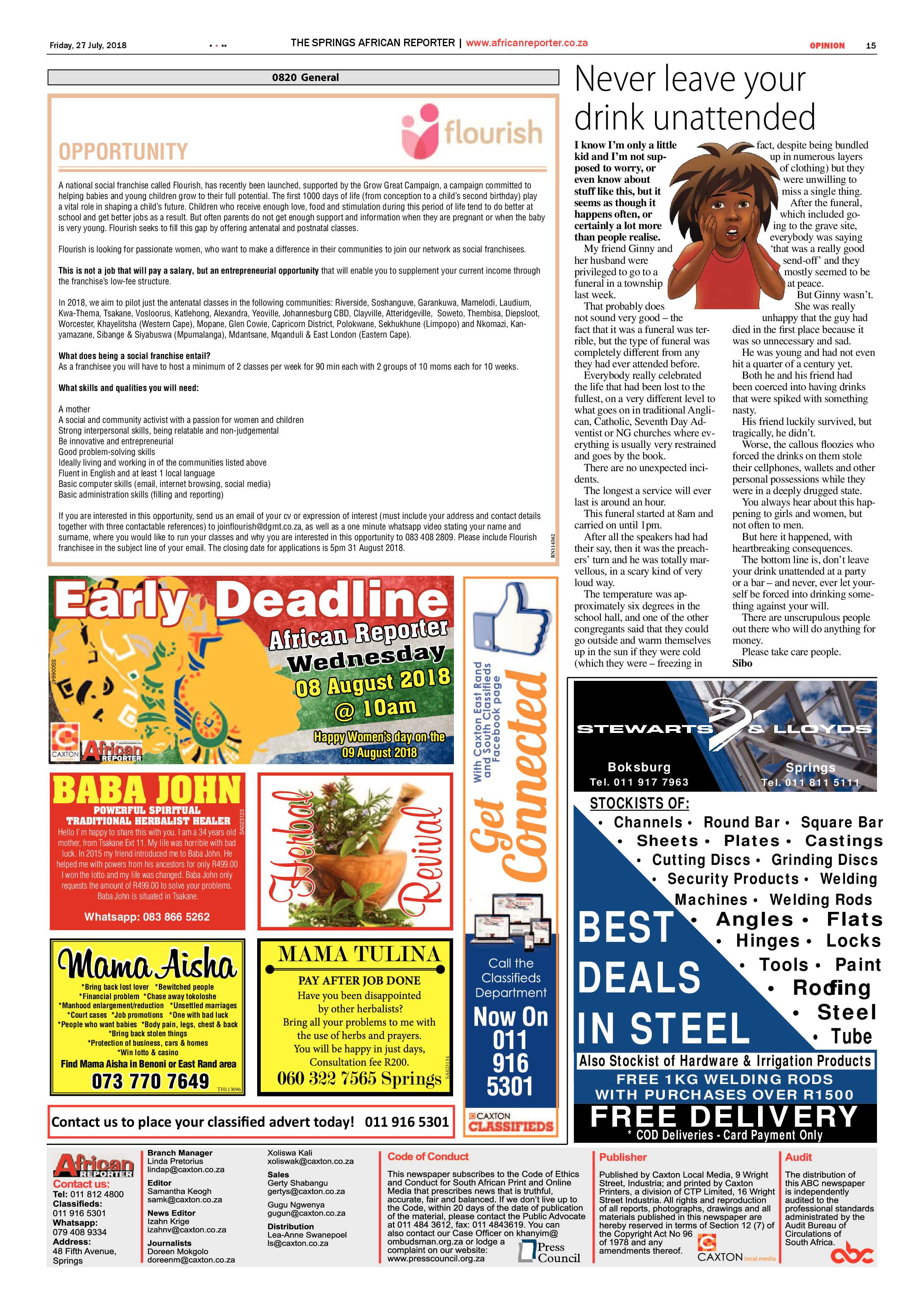 African Reporter 27 July 2018 page 15