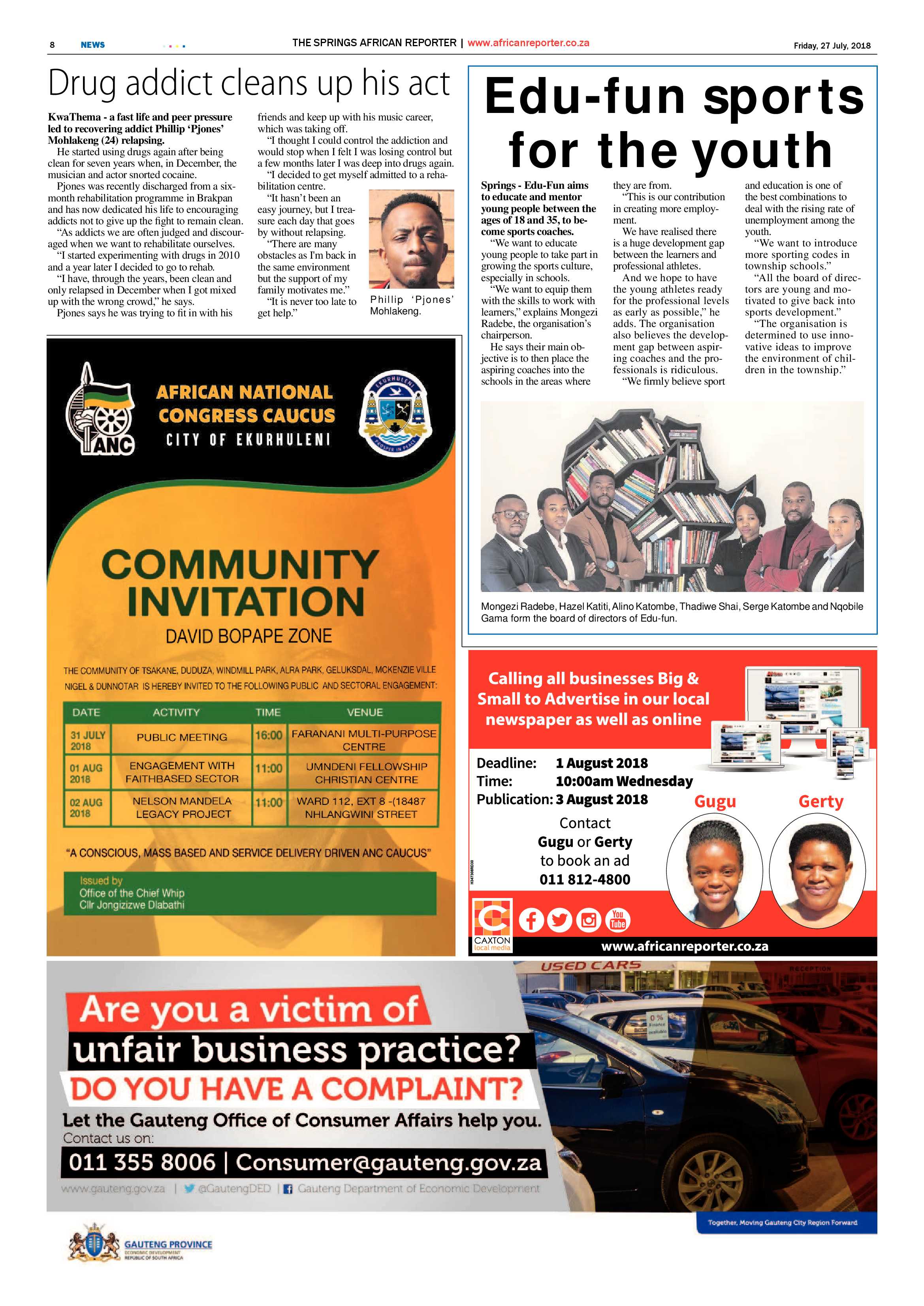 African Reporter 27 July 2018 page 8