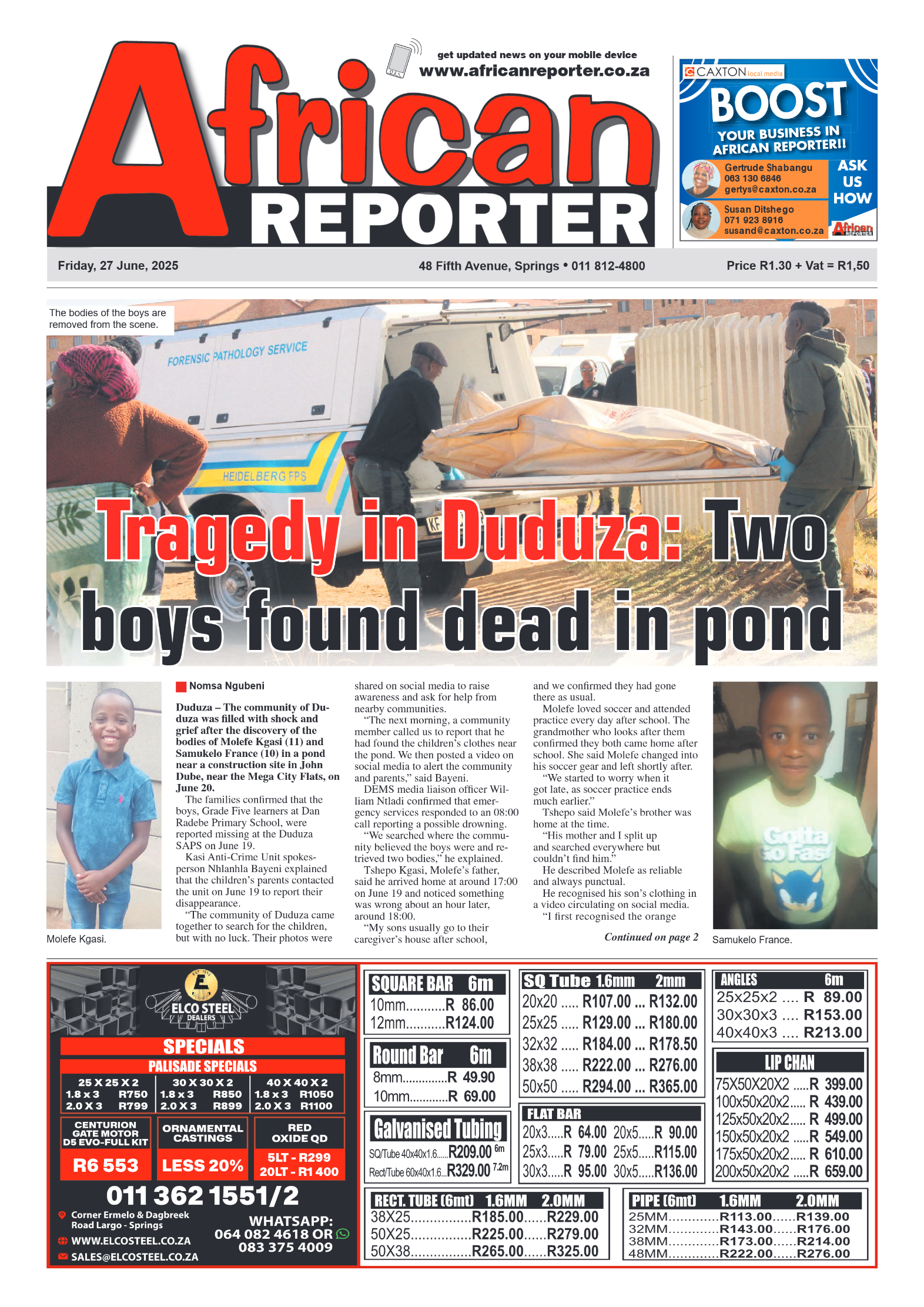 African Reporter 27 June 2025 page 1