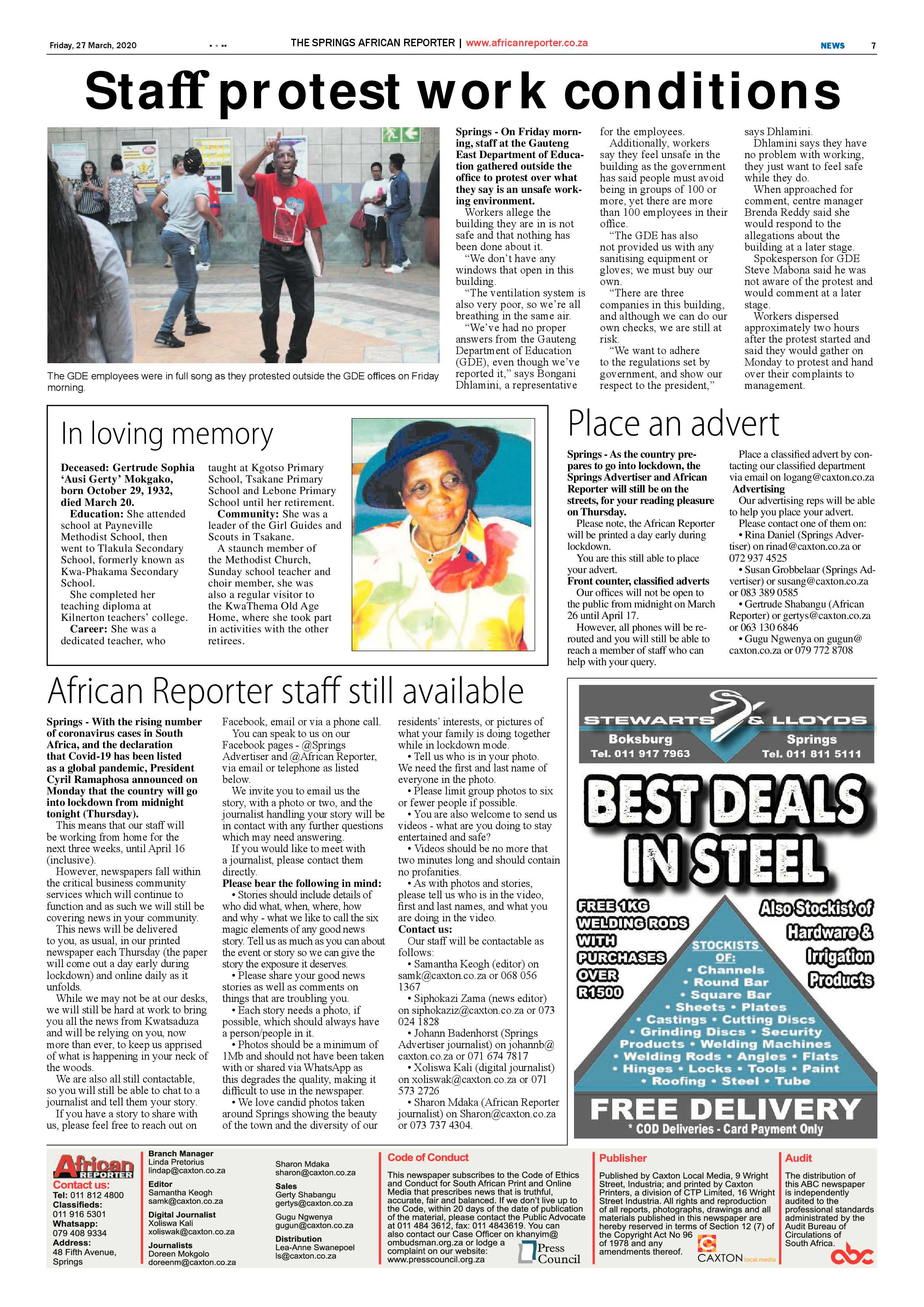 African Reporter 27 March 2020 page 7