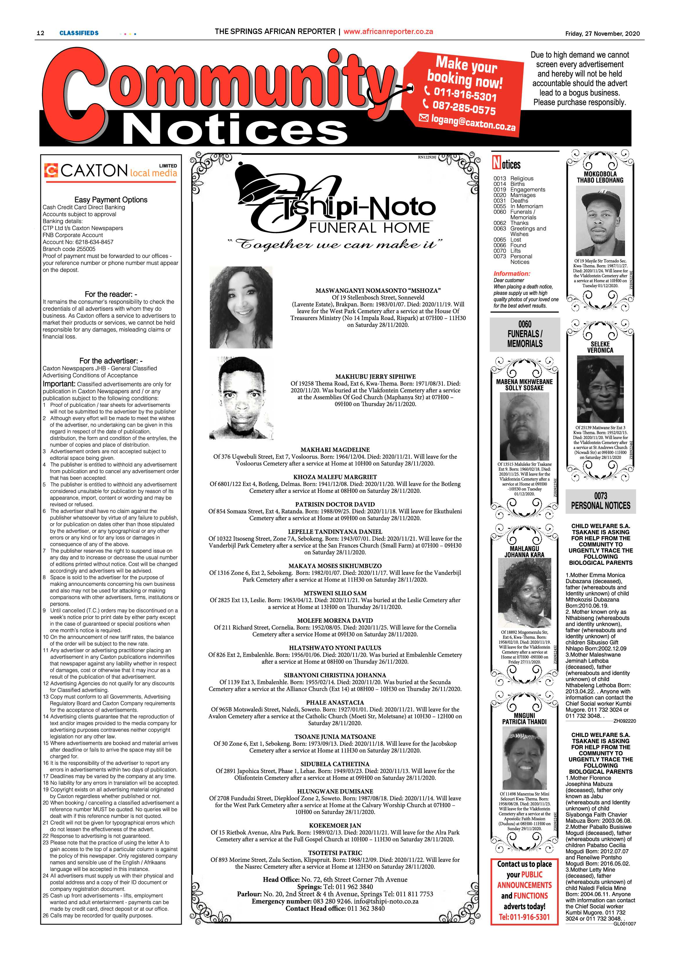 African Reporter 27 November 2020 page 12