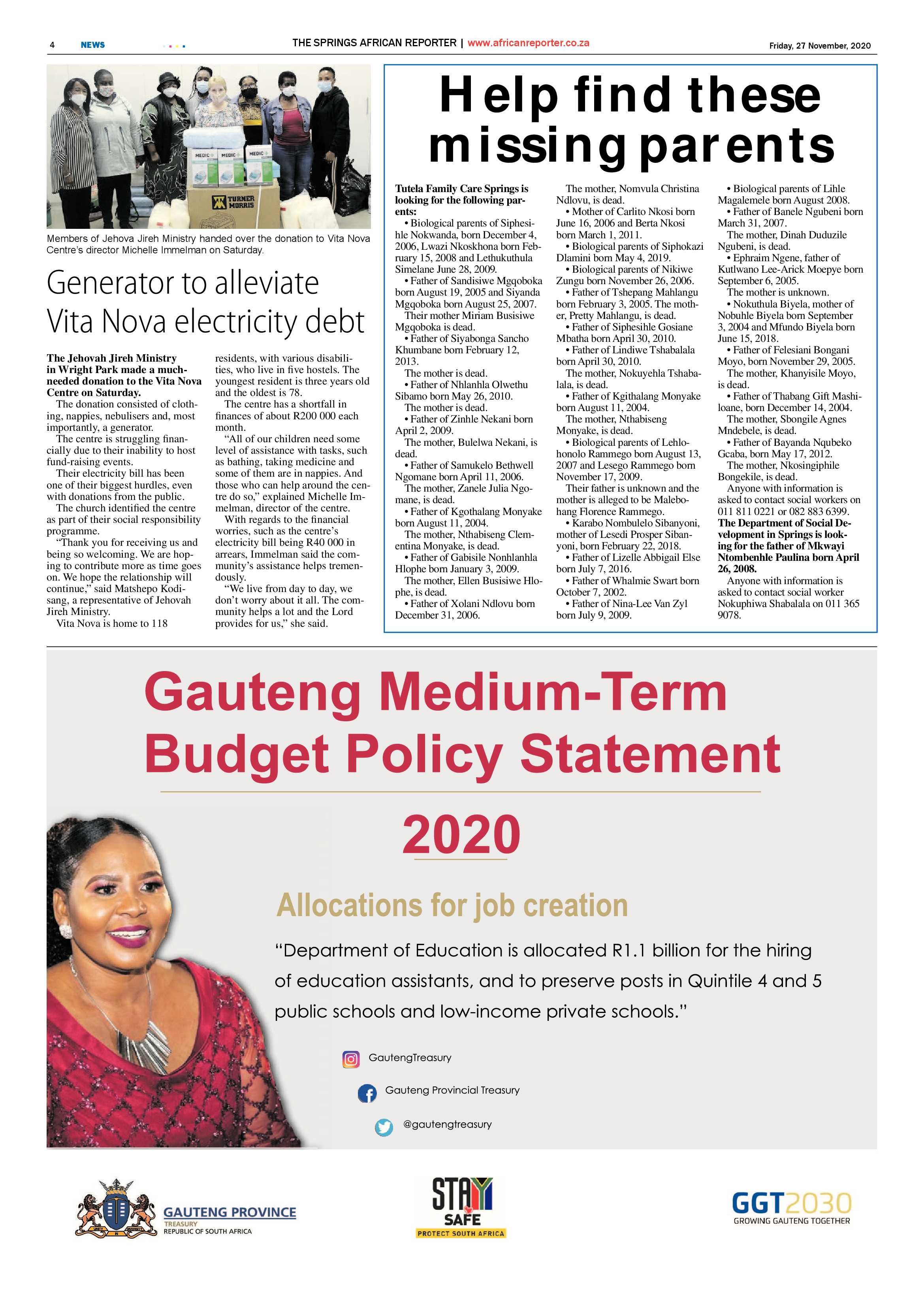 African Reporter 27 November 2020 page 4
