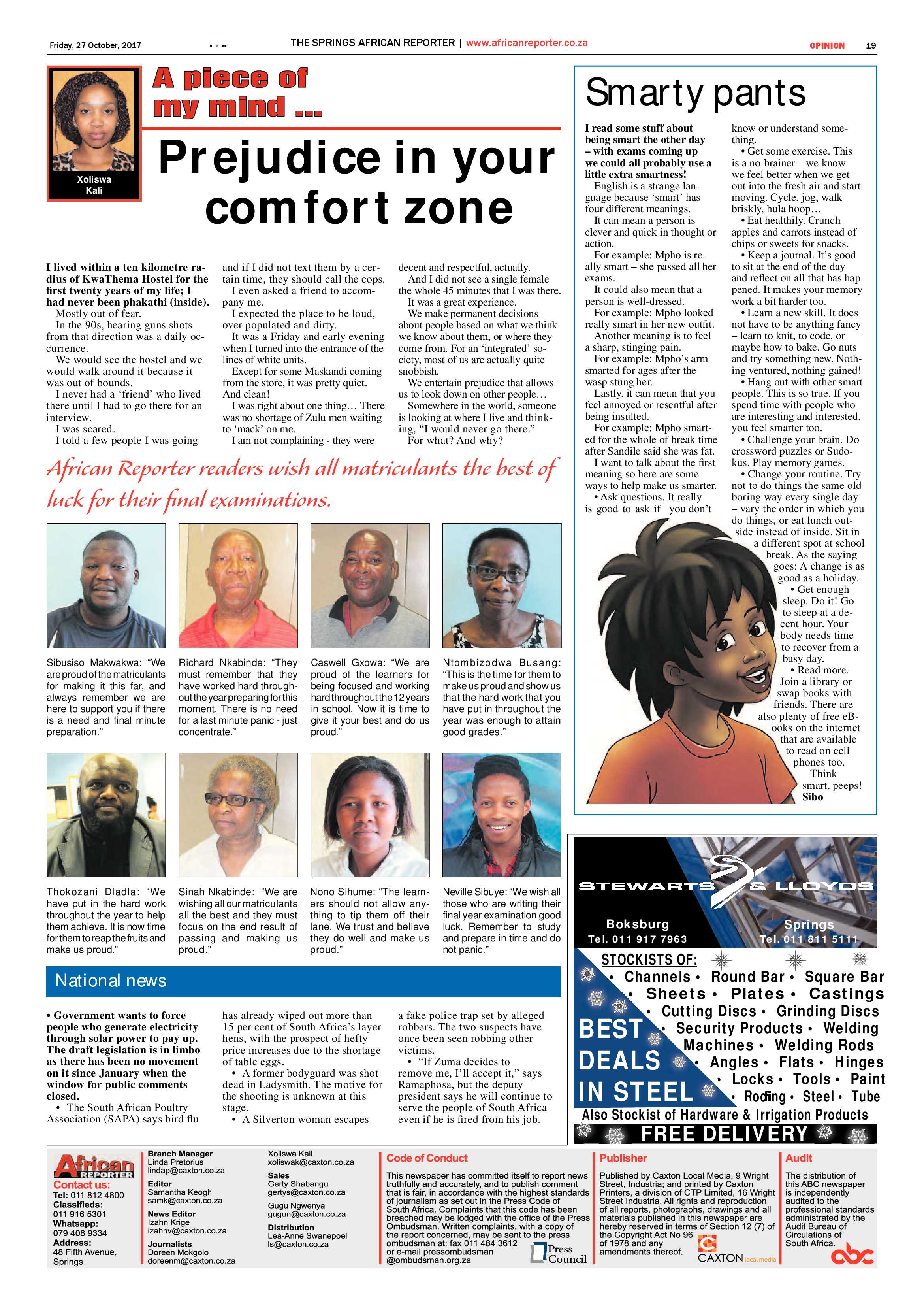 African Reporter 27 October 2017 page 19