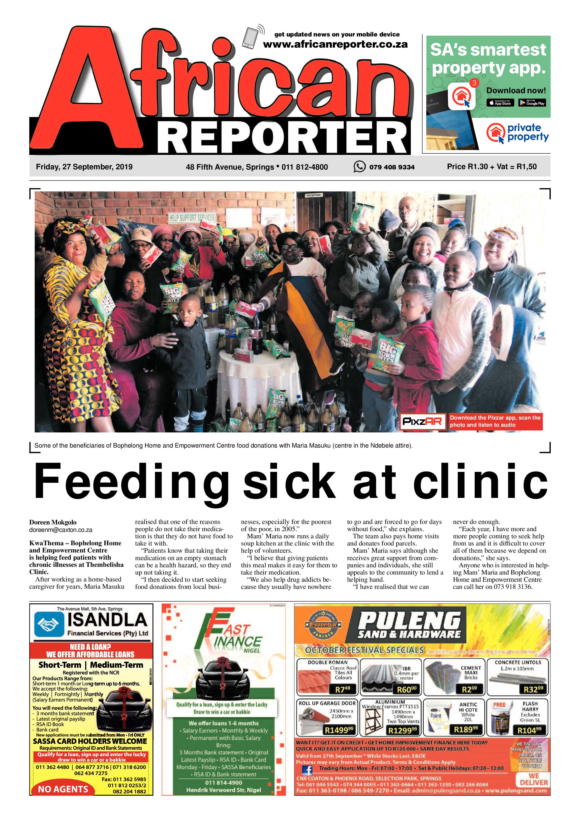 African Reporter 27 September 2019 page 1