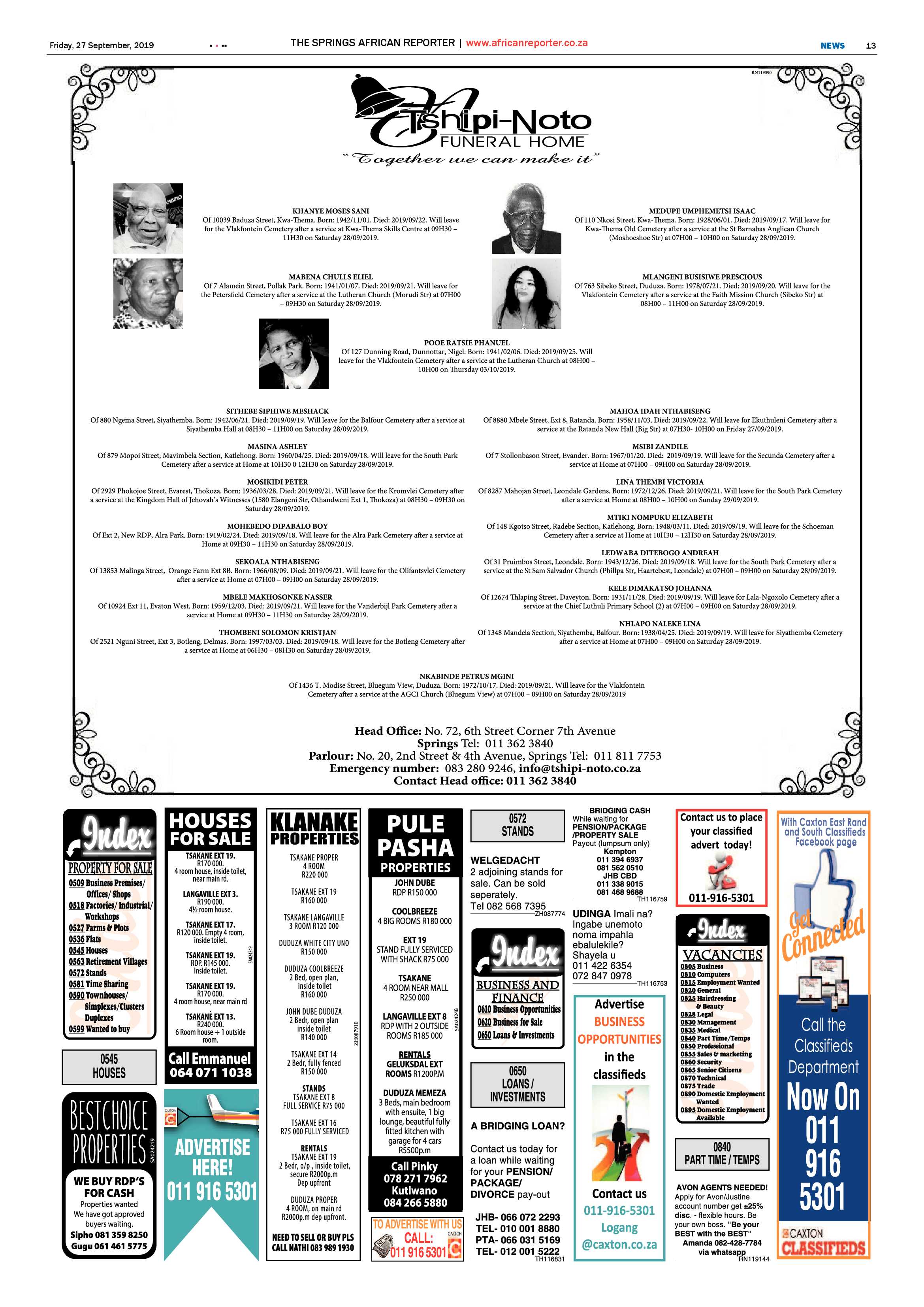 African Reporter 27 September 2019 page 13