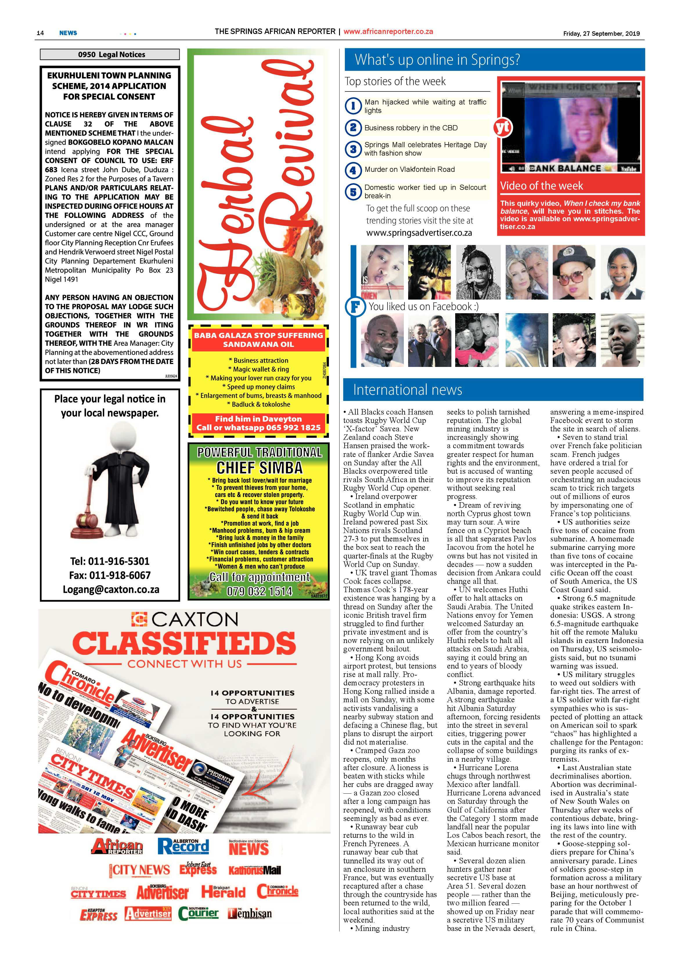 African Reporter 27 September 2019 page 14
