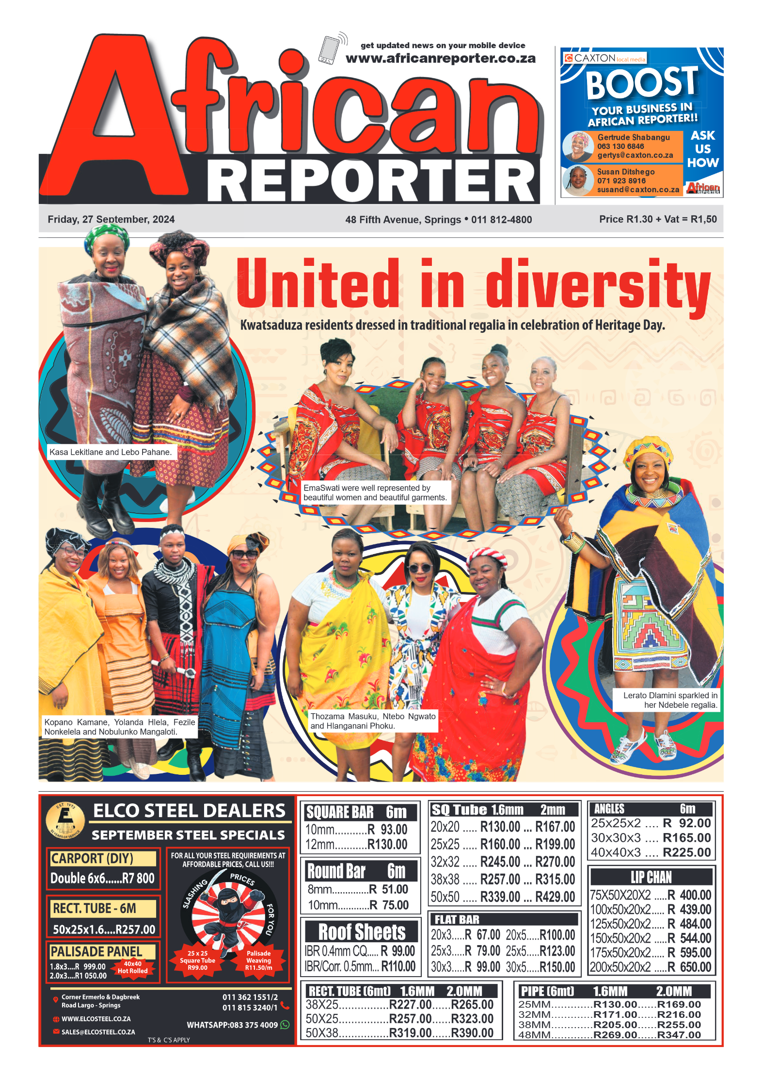 African Reporter 27 September 2024 page 1