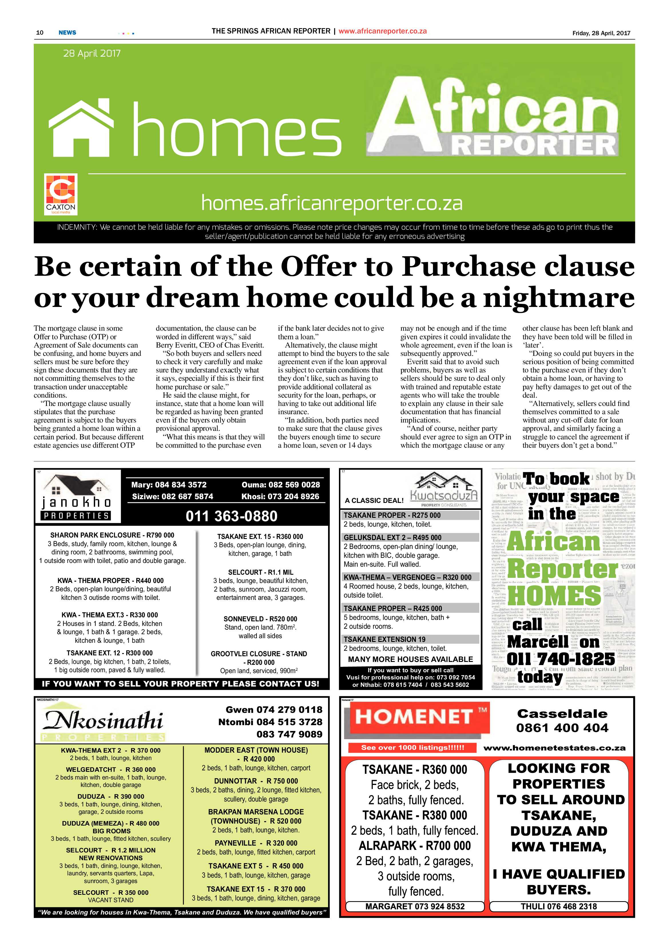 African Reporter 28 April 2017 page 10
