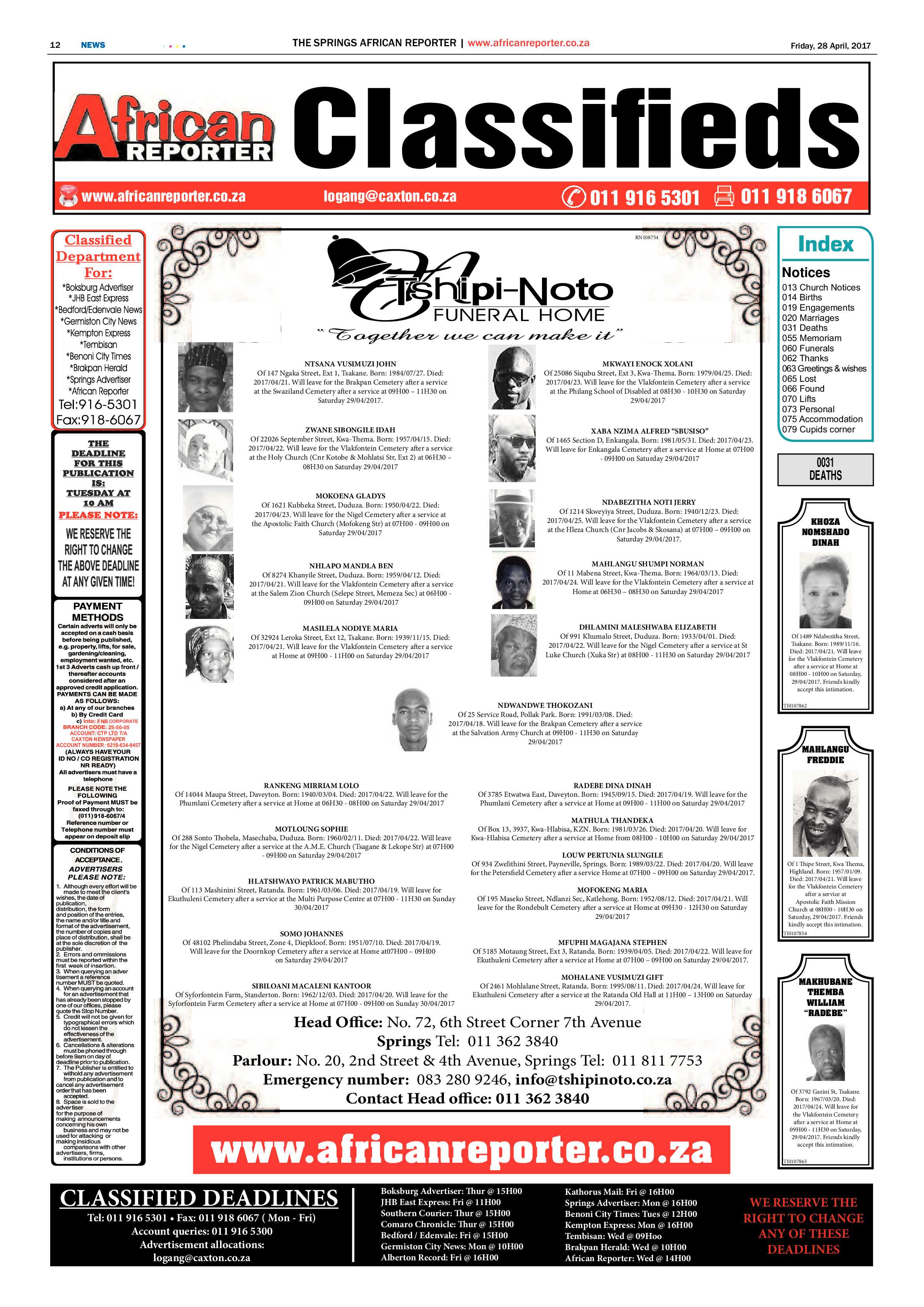 African Reporter 28 April 2017 page 12
