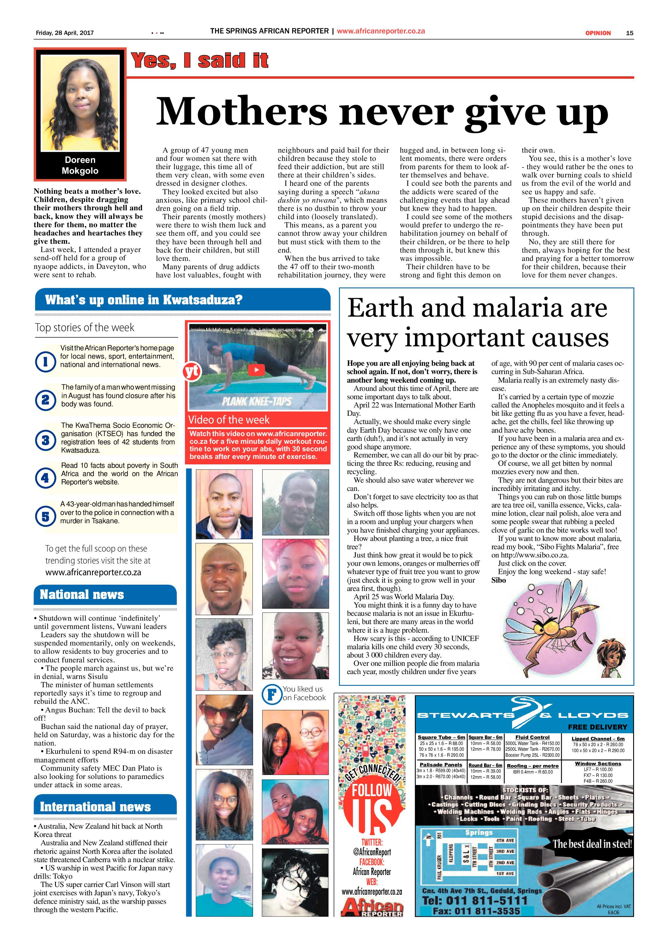 African Reporter 28 April 2017 page 15