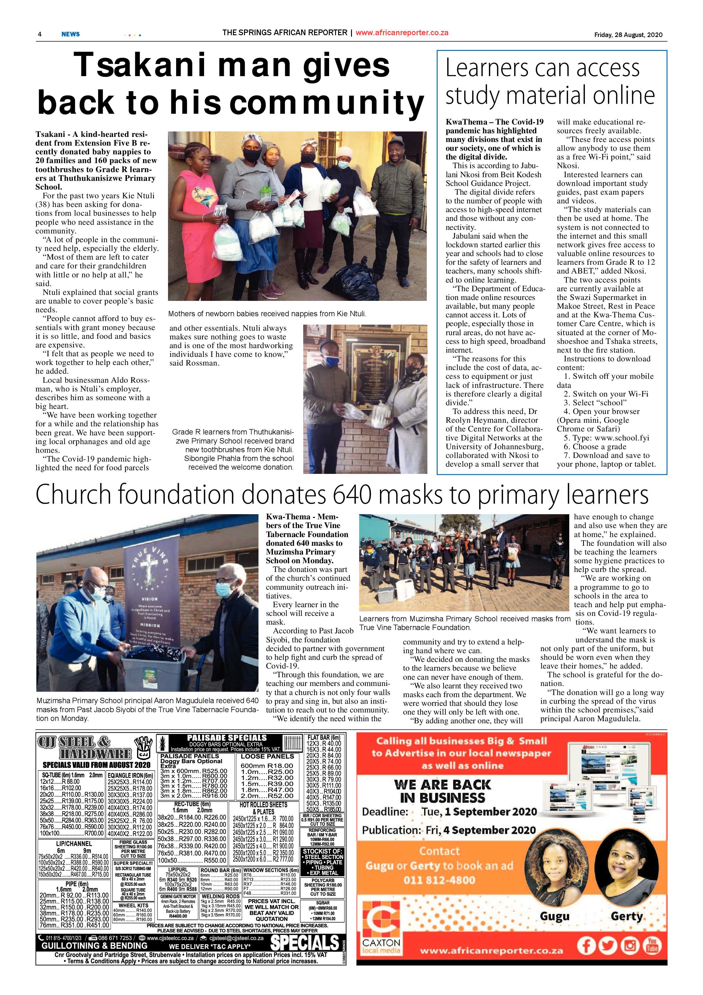 African Reporter 28 August 2020 page 4