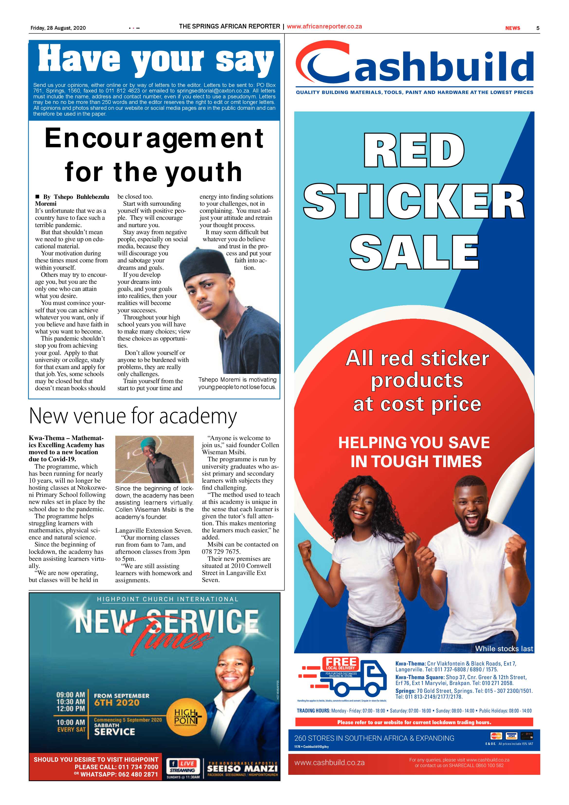 African Reporter 28 August 2020 page 5