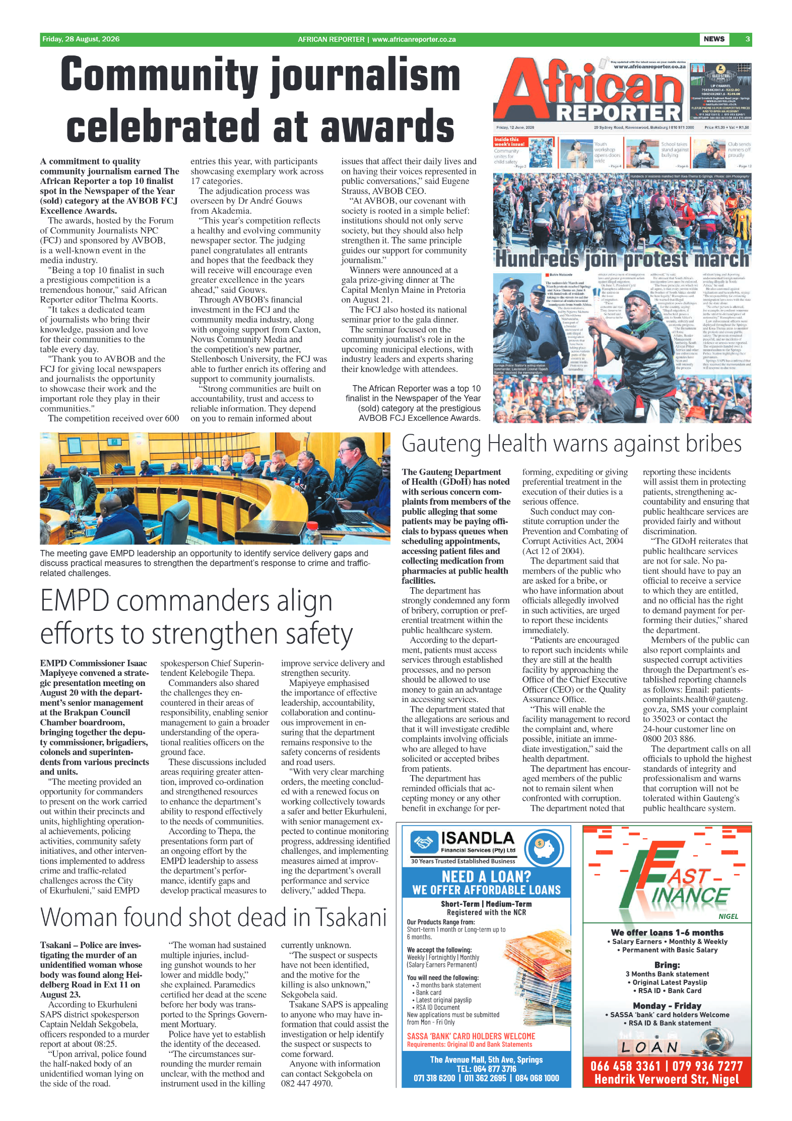 African Reporter 28 August 2026 page 3
