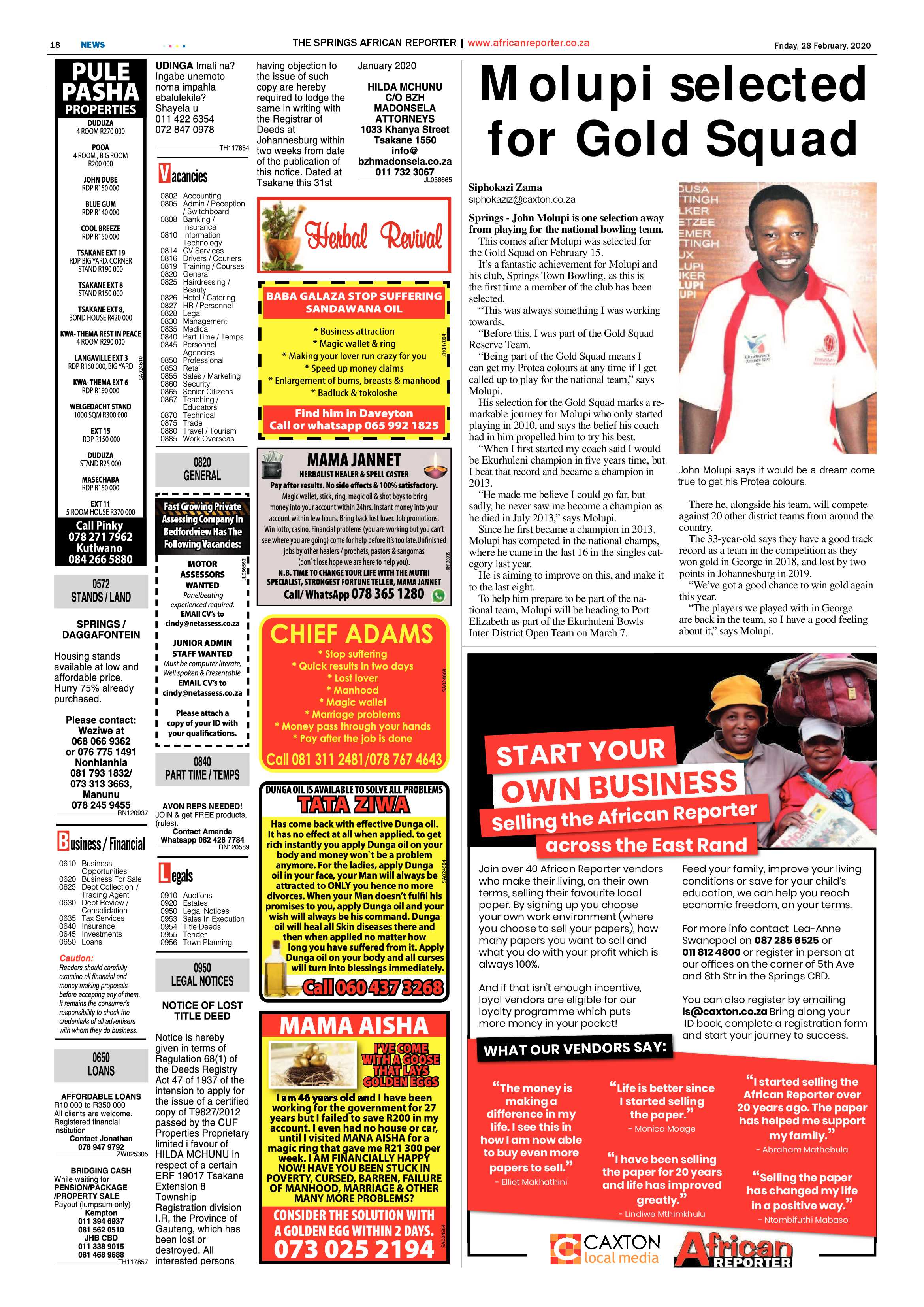 African Reporter 28 February 2020 page 18