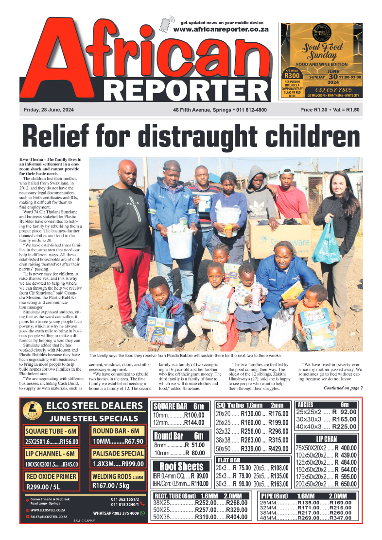 African Reporter 28 June 2024 page 1