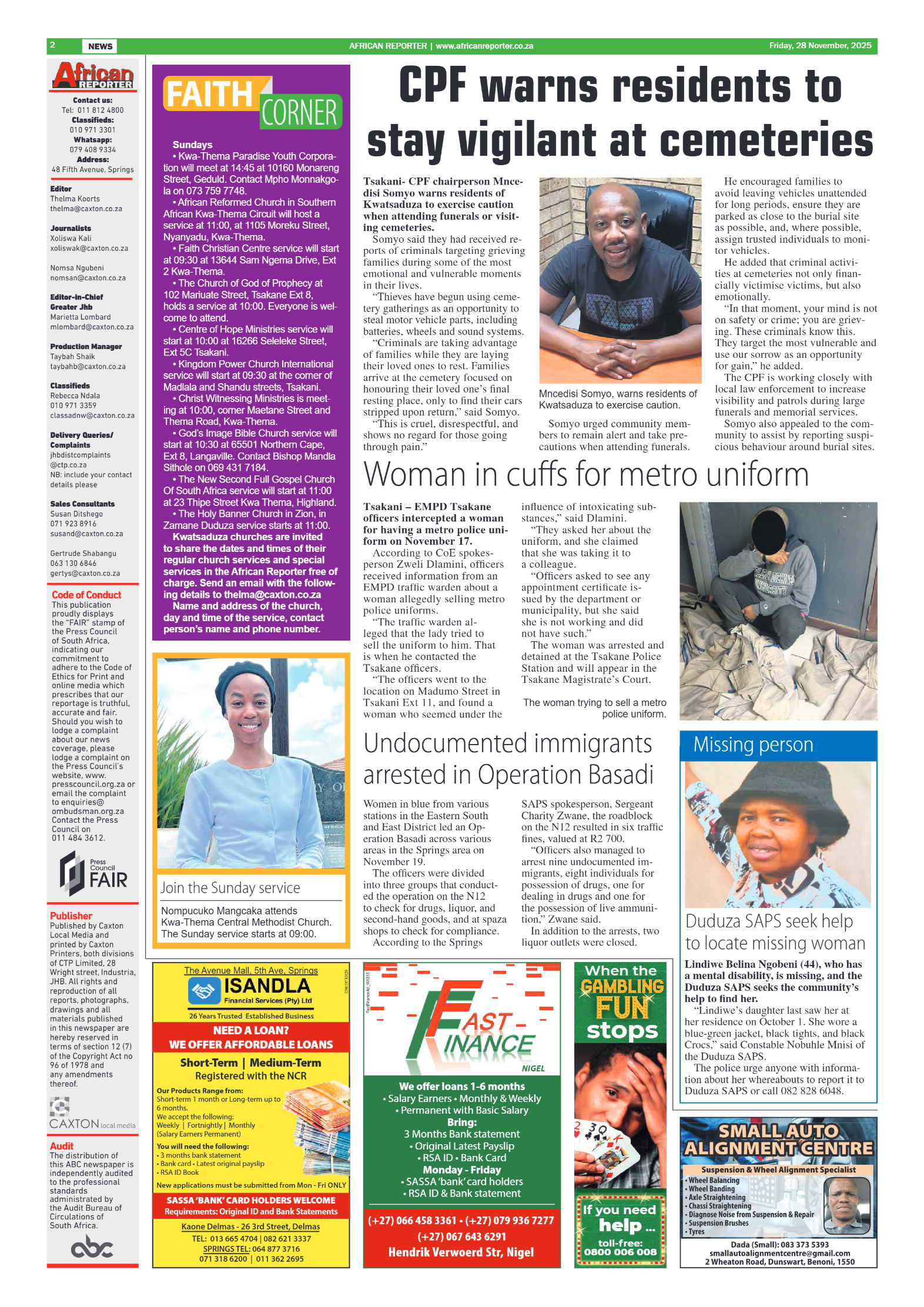 African Reporter 28 November 2025 page 2