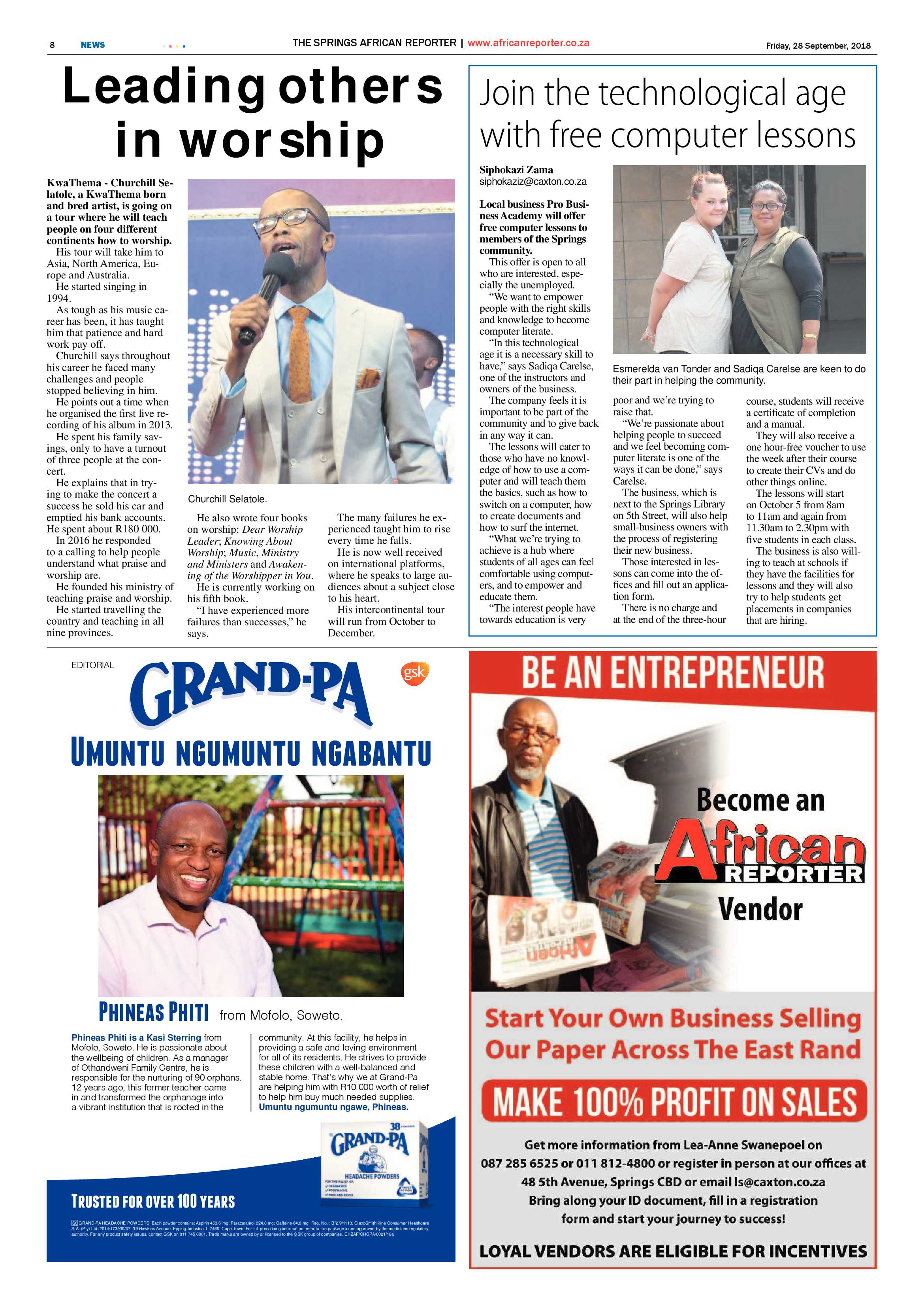 African Reporter 28 September 2018 page 8