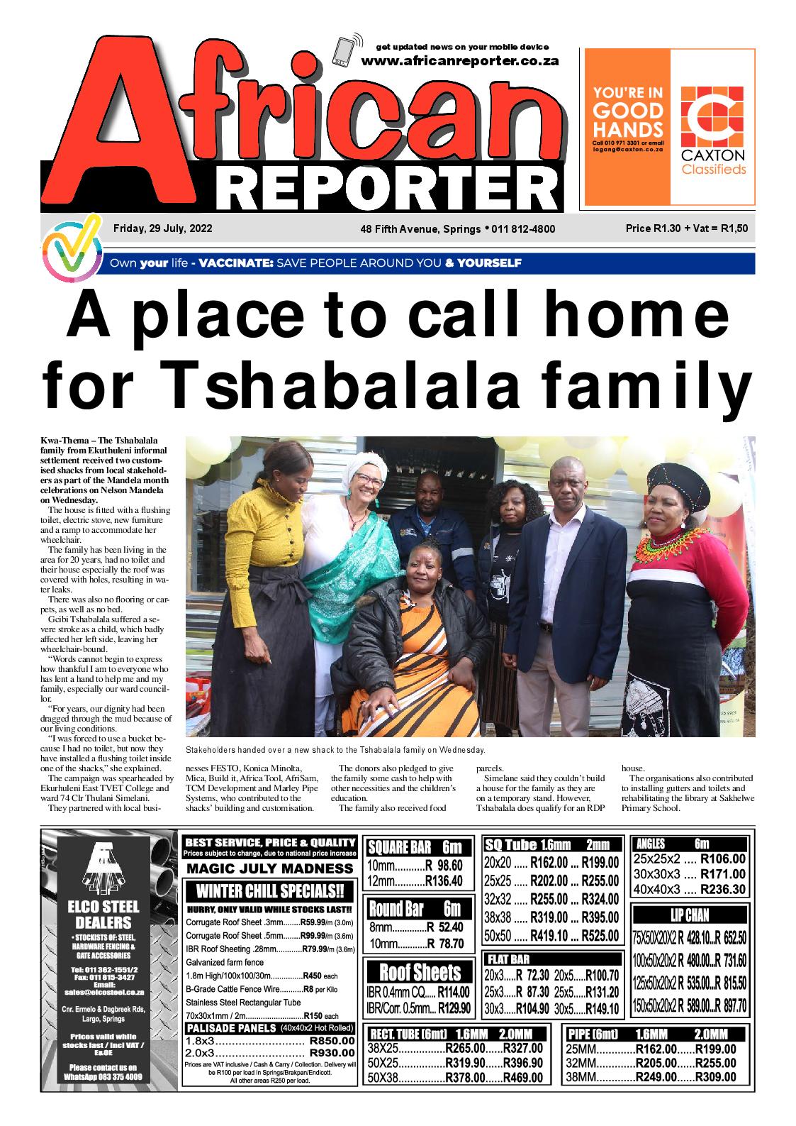 African Reporter 29 July 2022 page 1