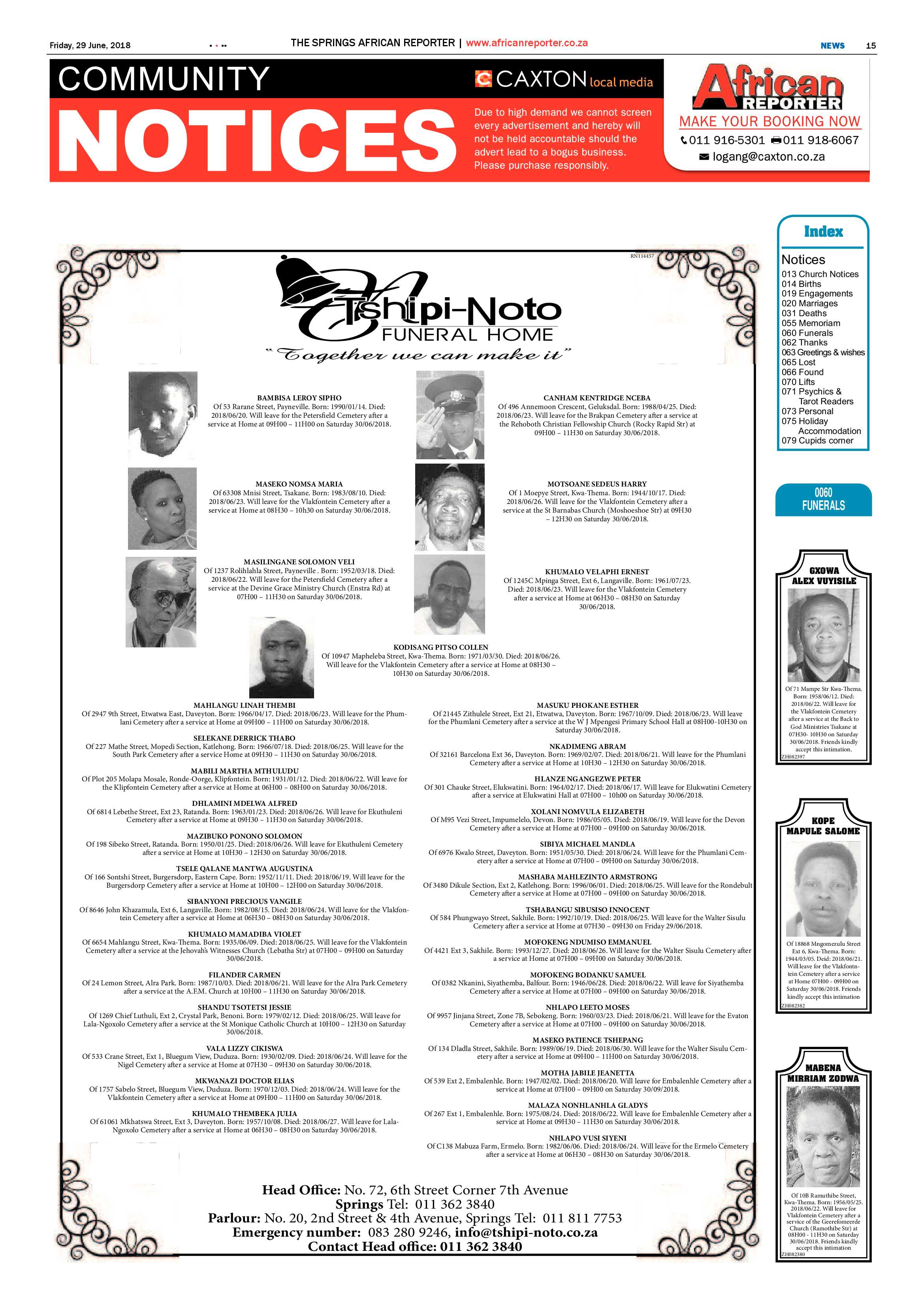 African Reporter 29 June 2018 page 15