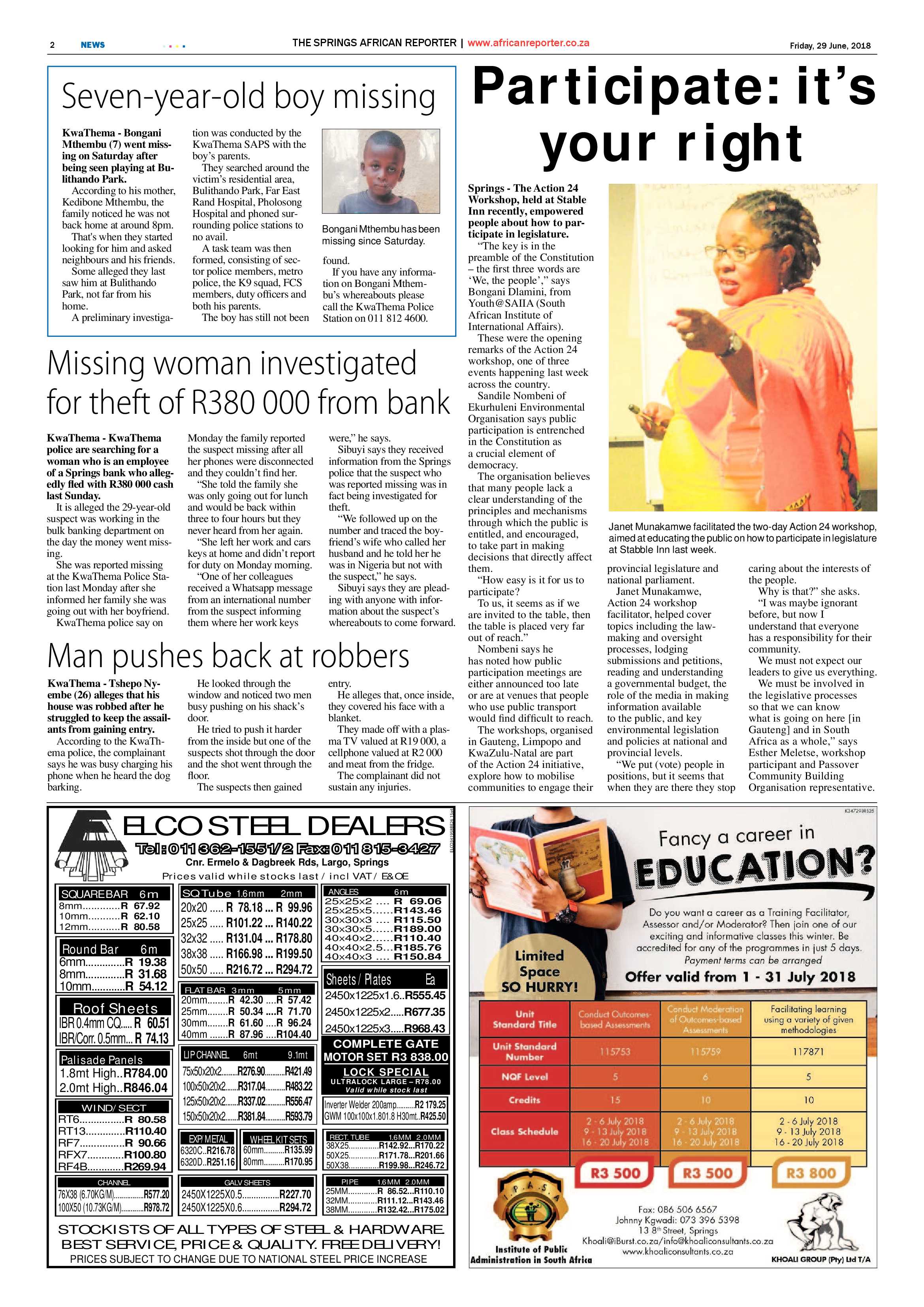 African Reporter 29 June 2018 page 2