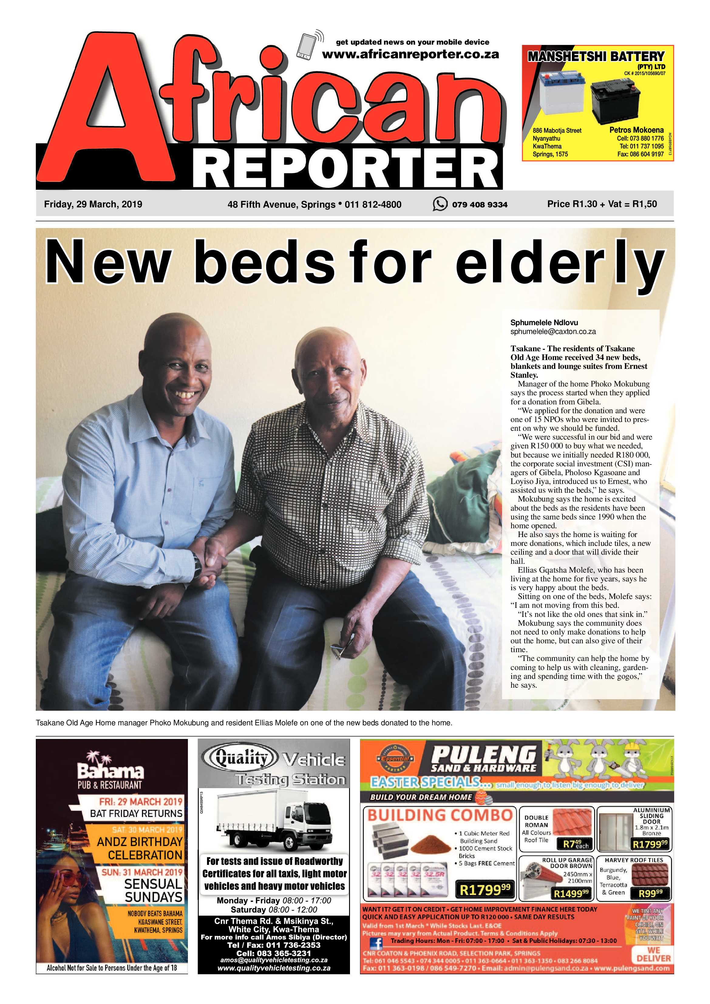 African Reporter 29 March 2019 page 1