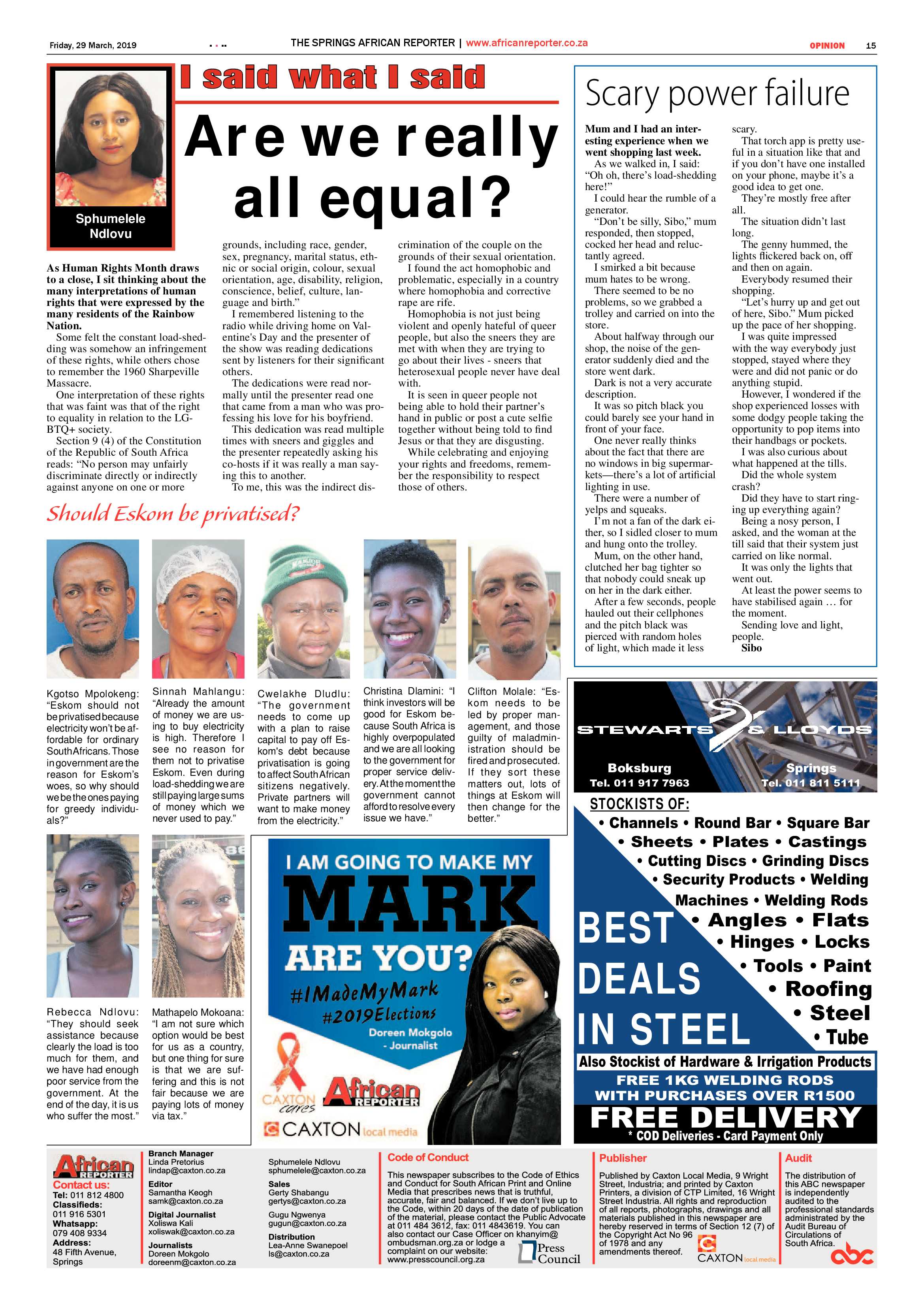 African Reporter 29 March 2019 page 15