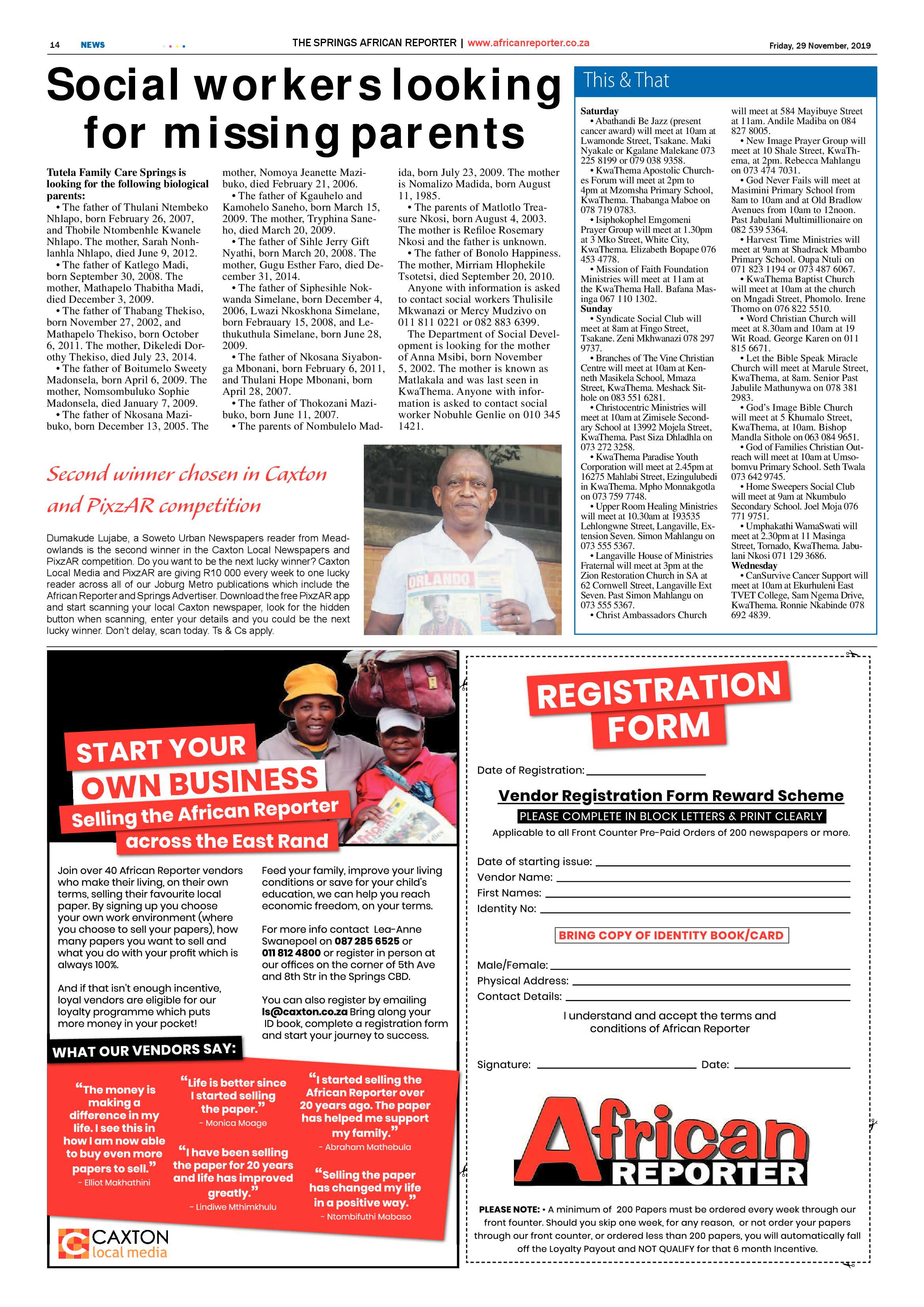 African Reporter 29 November 2019 page 14