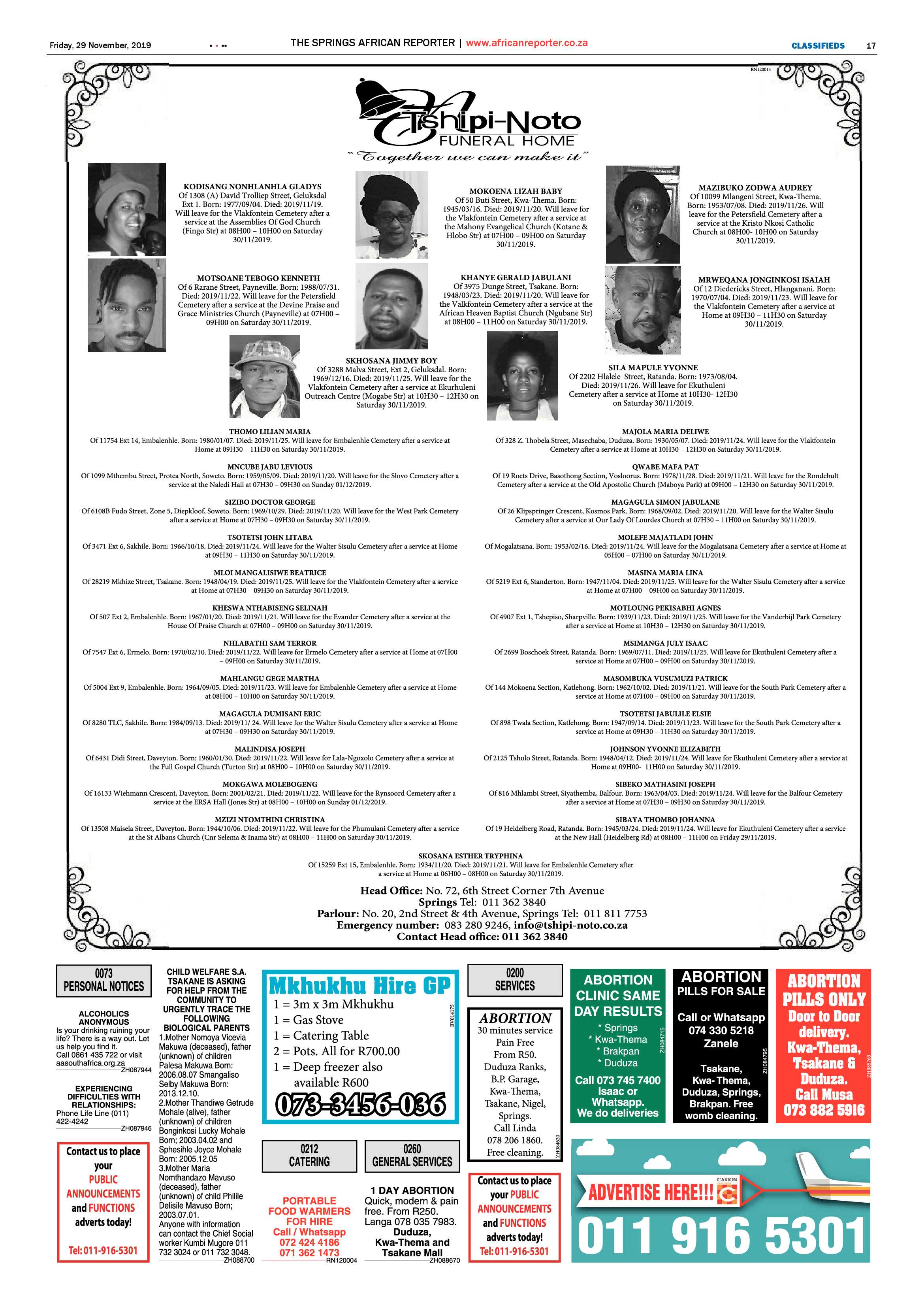 African Reporter 29 November 2019 page 17