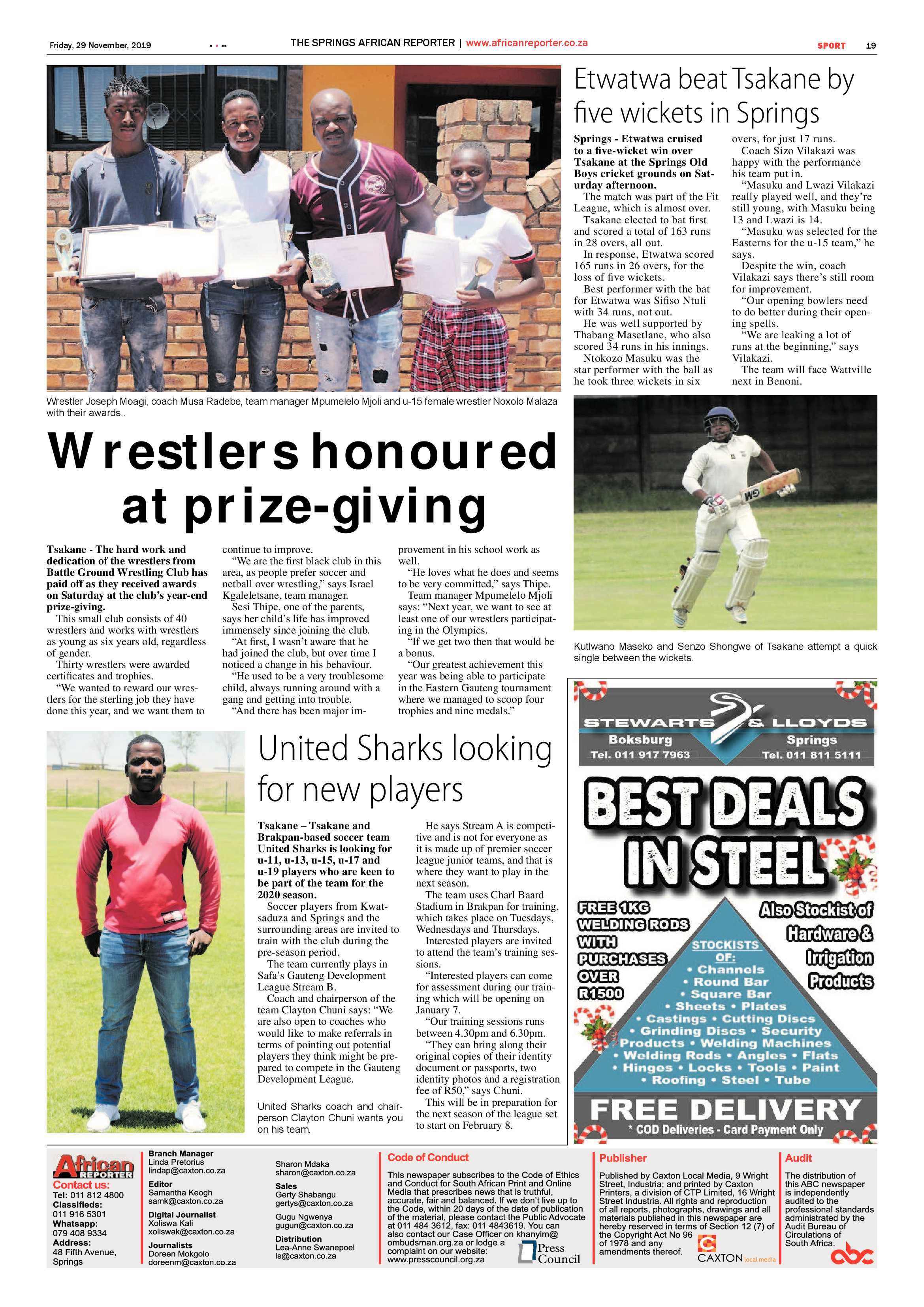African Reporter 29 November 2019 page 19