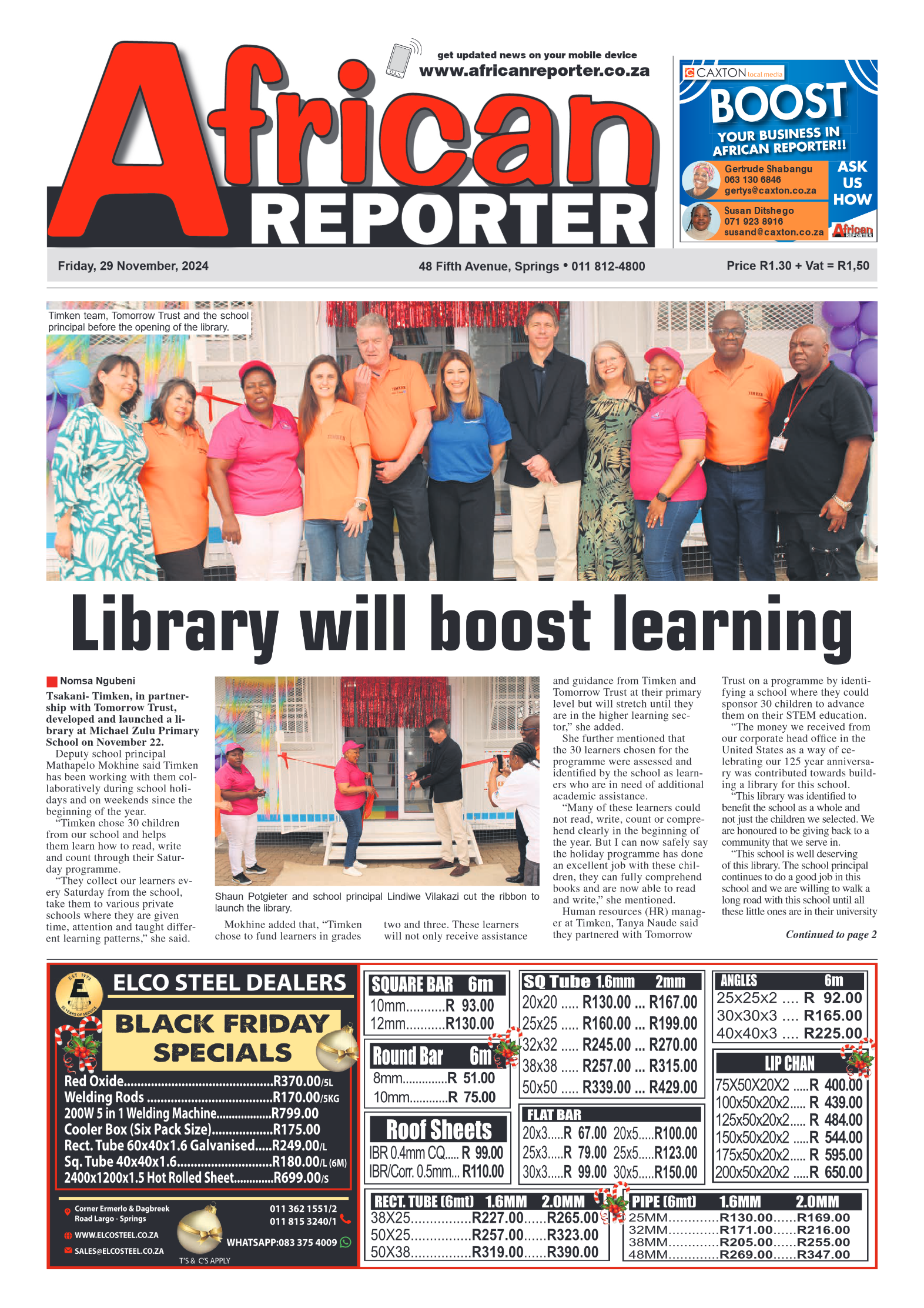 African Reporter 29 November 2024 page 1