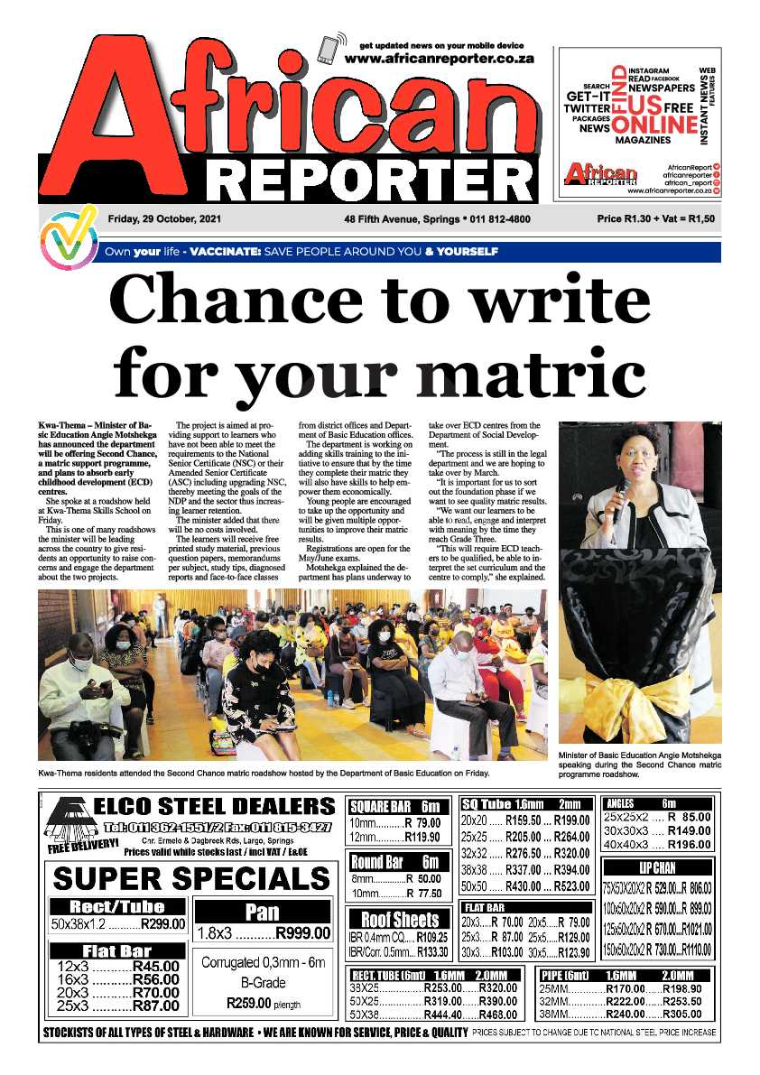 African Reporter 29 October 2021 page 1