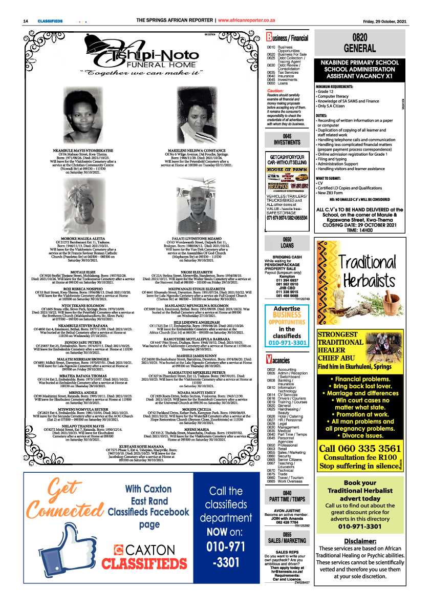 African Reporter 29 October 2021 page 14