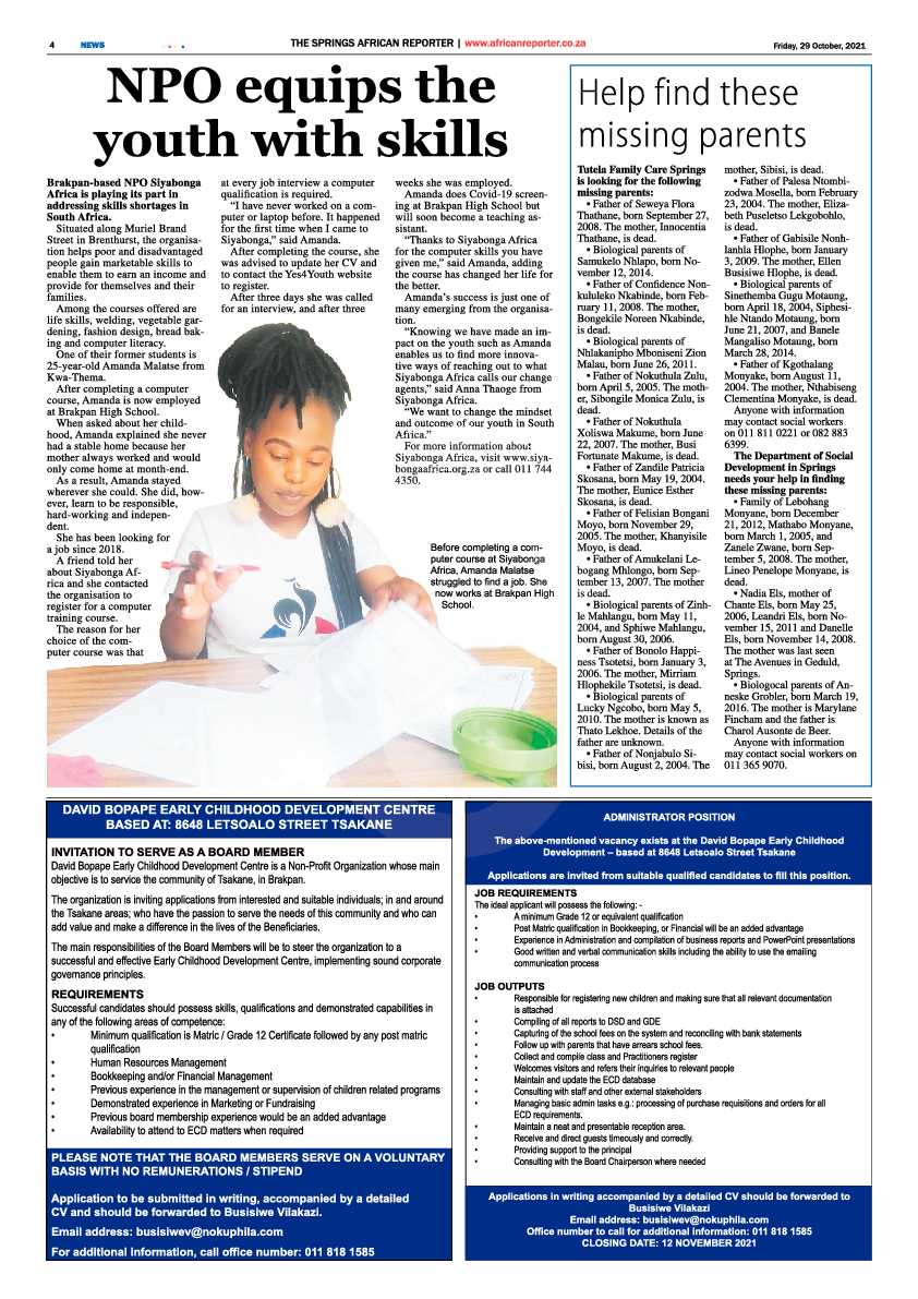 African Reporter 29 October 2021 page 4