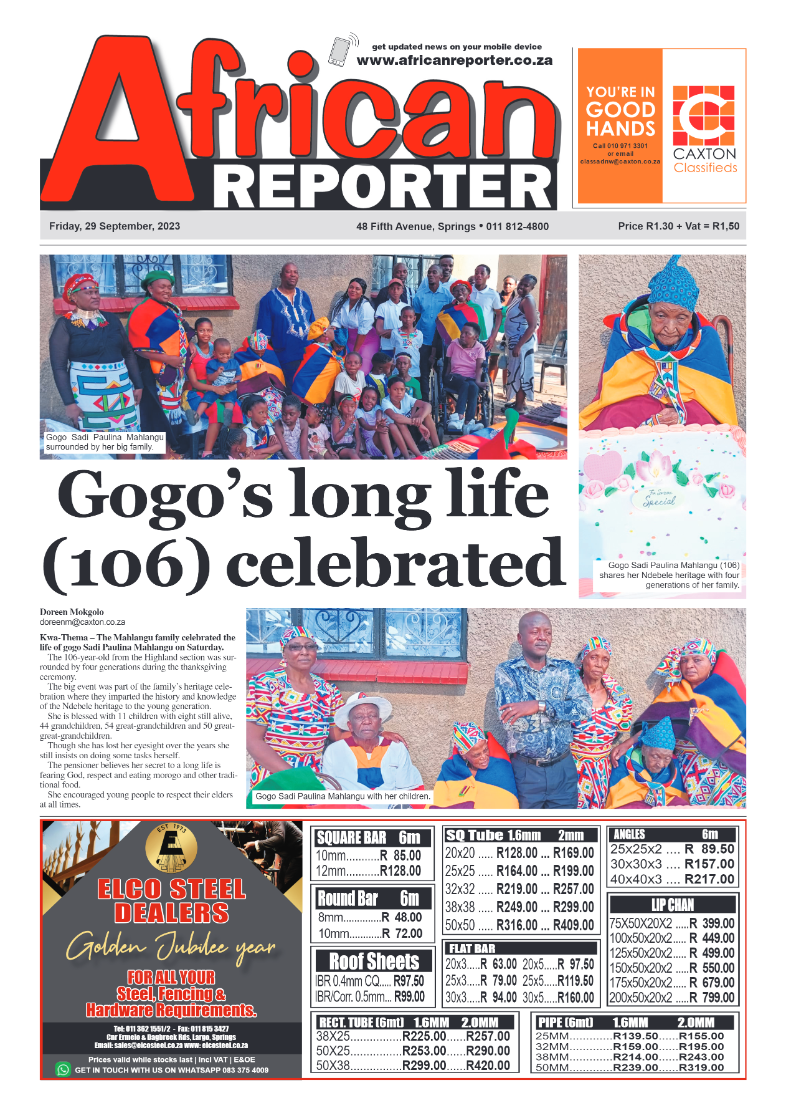 African Reporter 29 September 2023 page 1