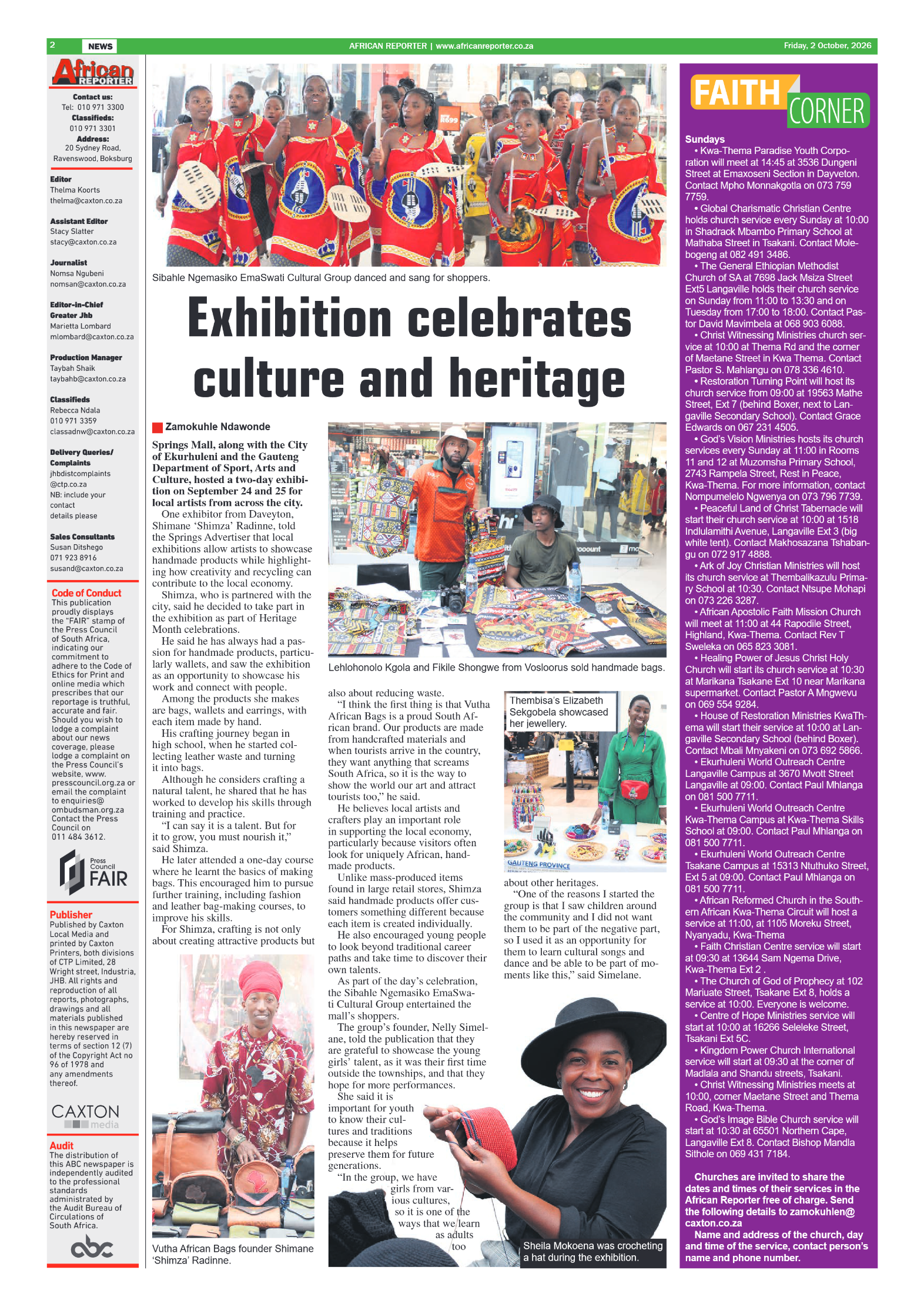 African Reporter 2 October 2026 page 2