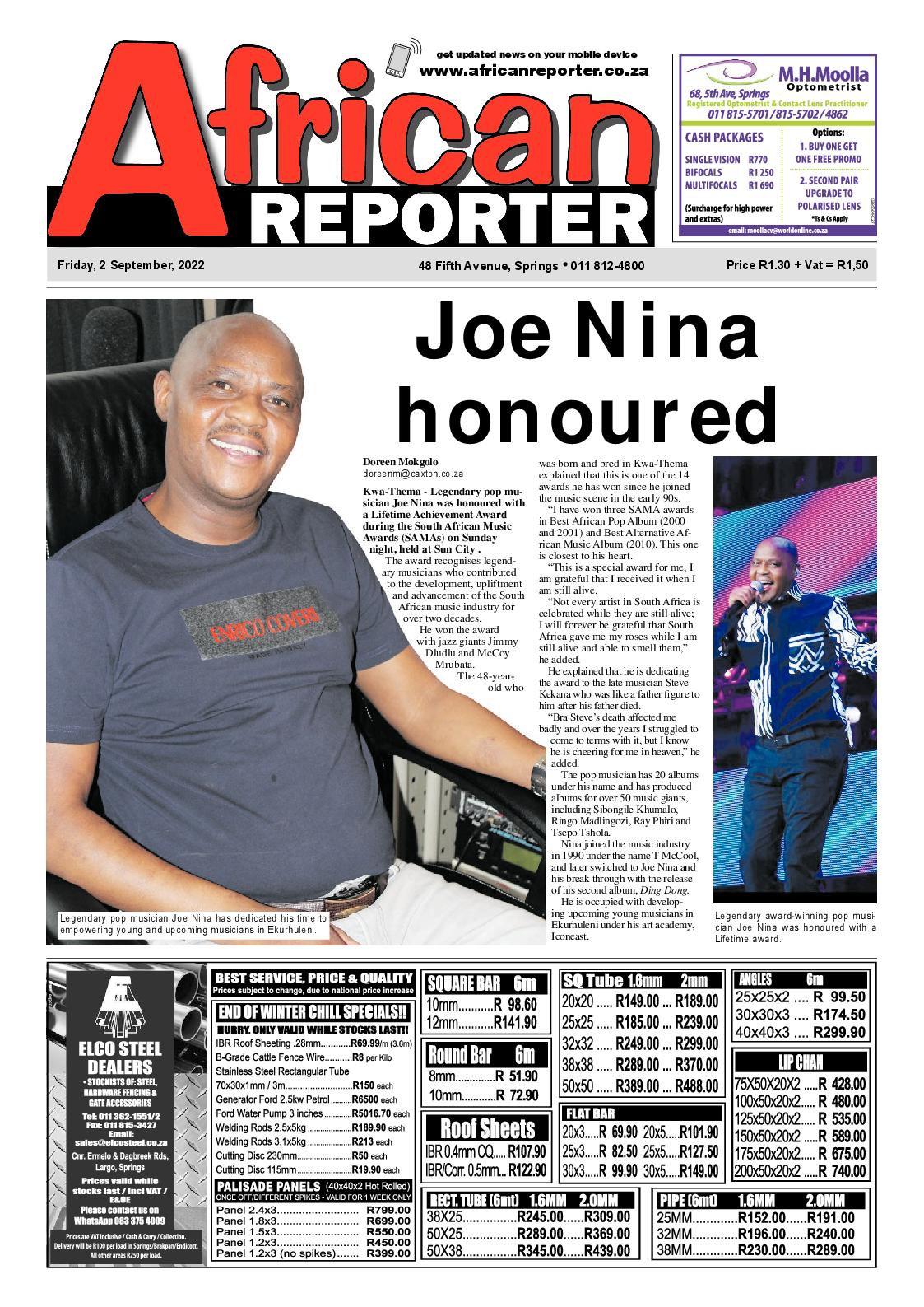 African Reporter 2 Sep 2022 page 1