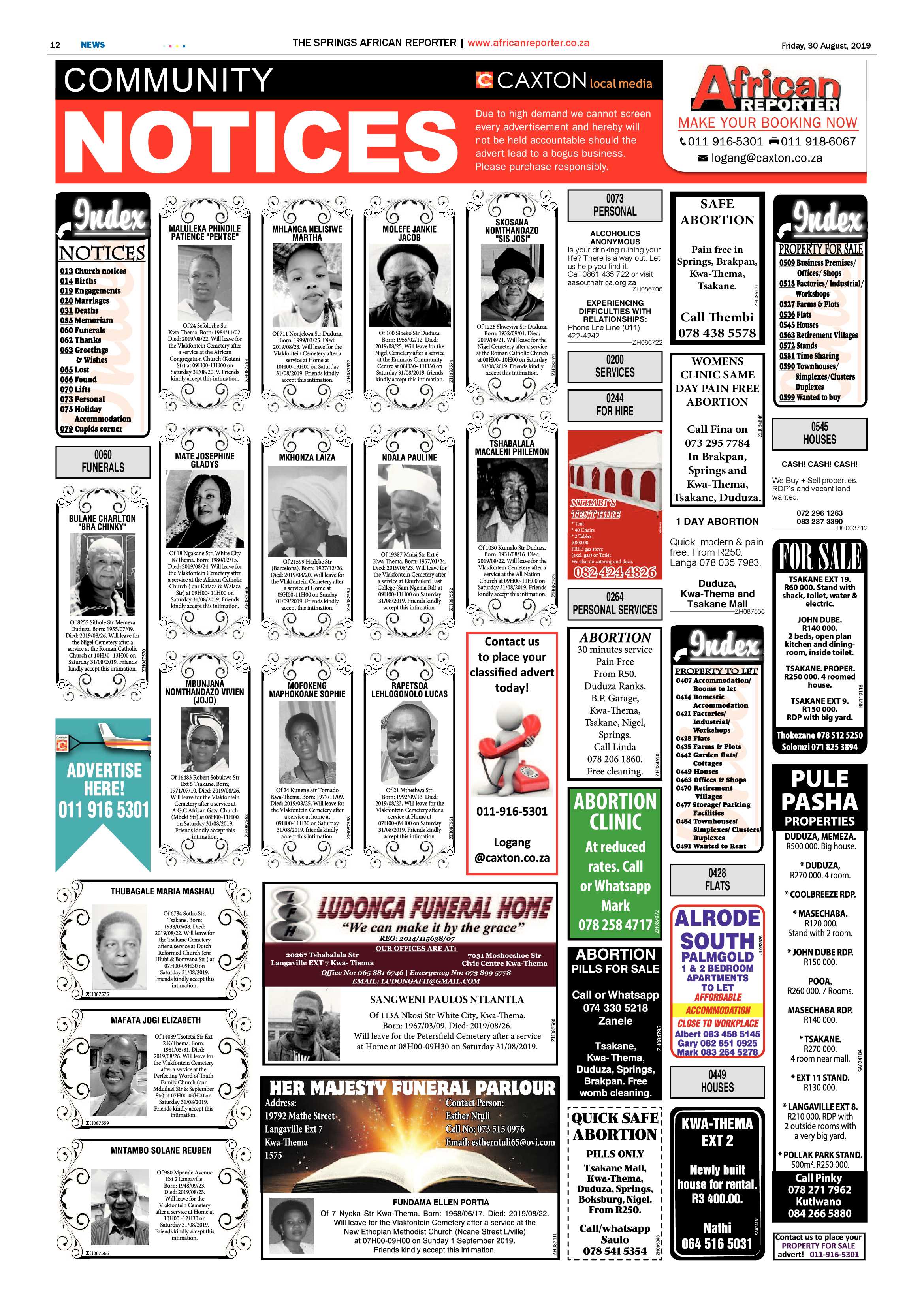 African Reporter 30 August 2019 page 12