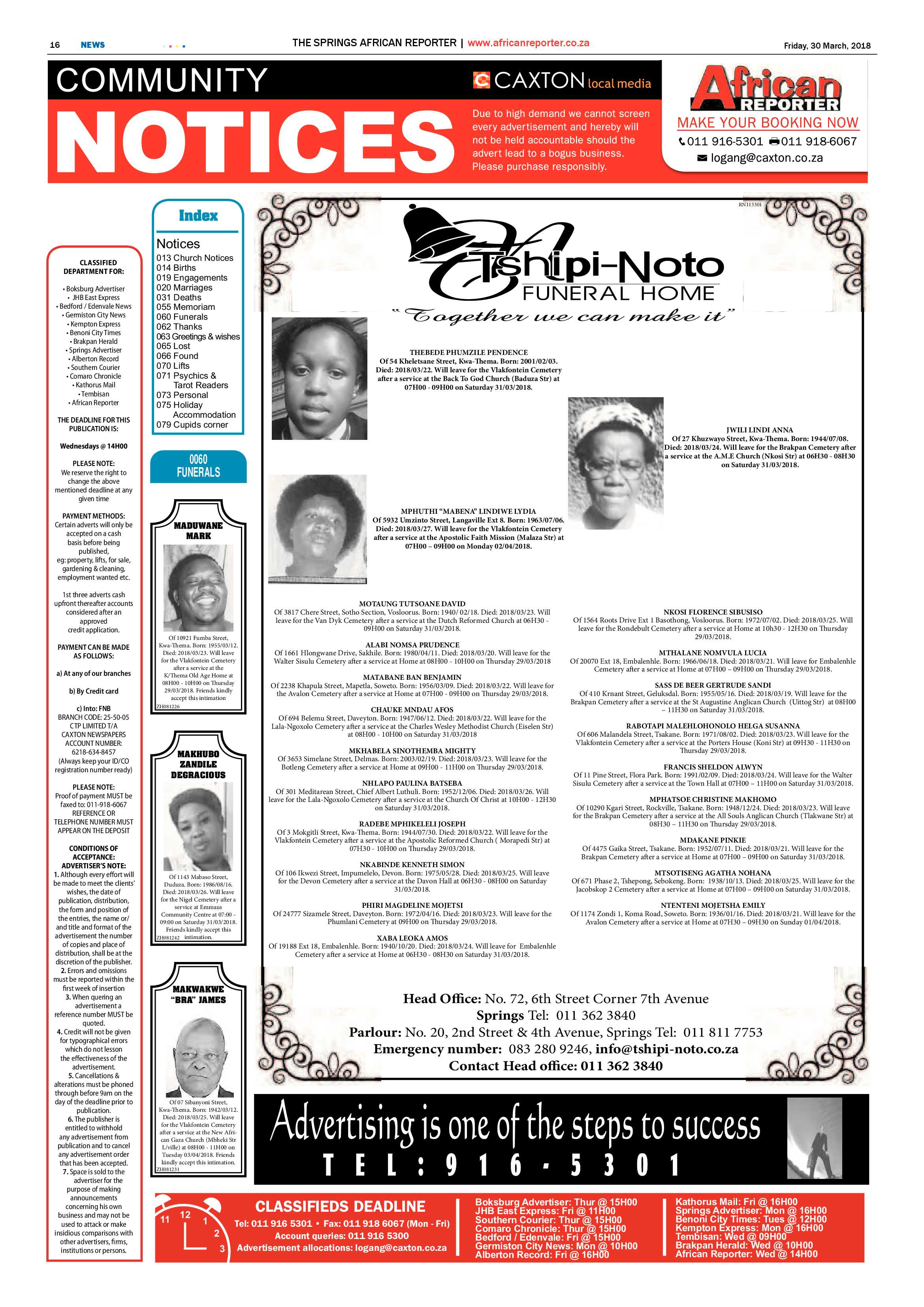 African Reporter 30 March 2018 page 16