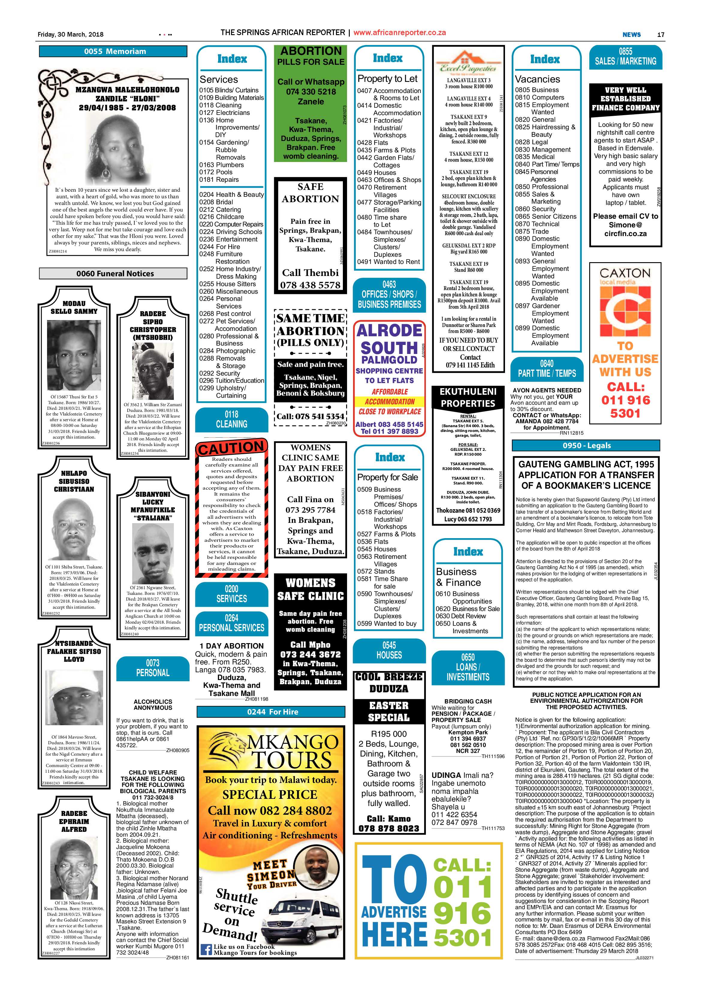 African Reporter 30 March 2018 page 17