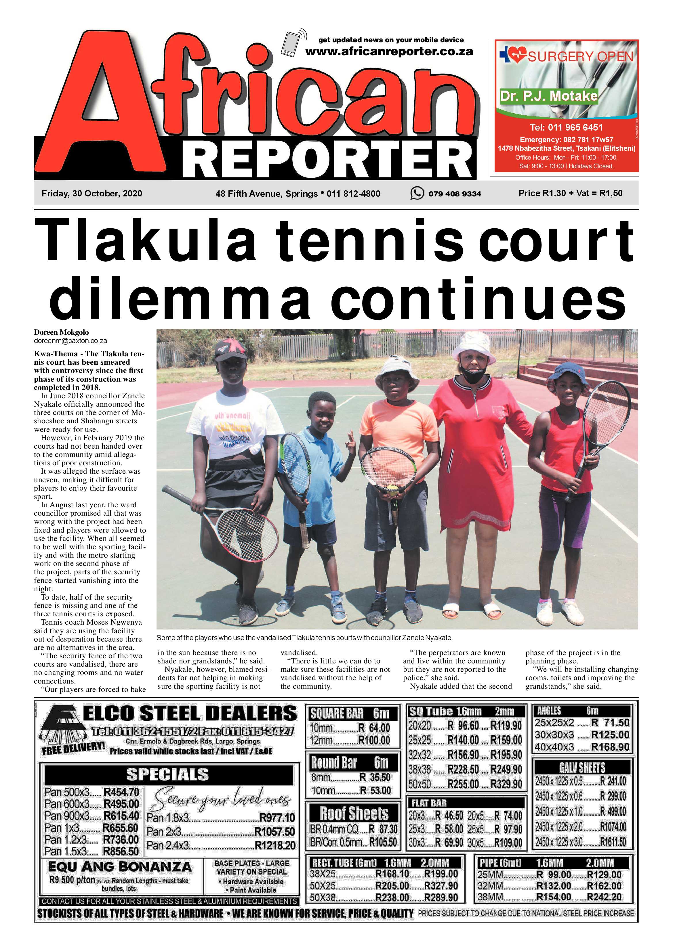 African Reporter 30 October 2020 page 1
