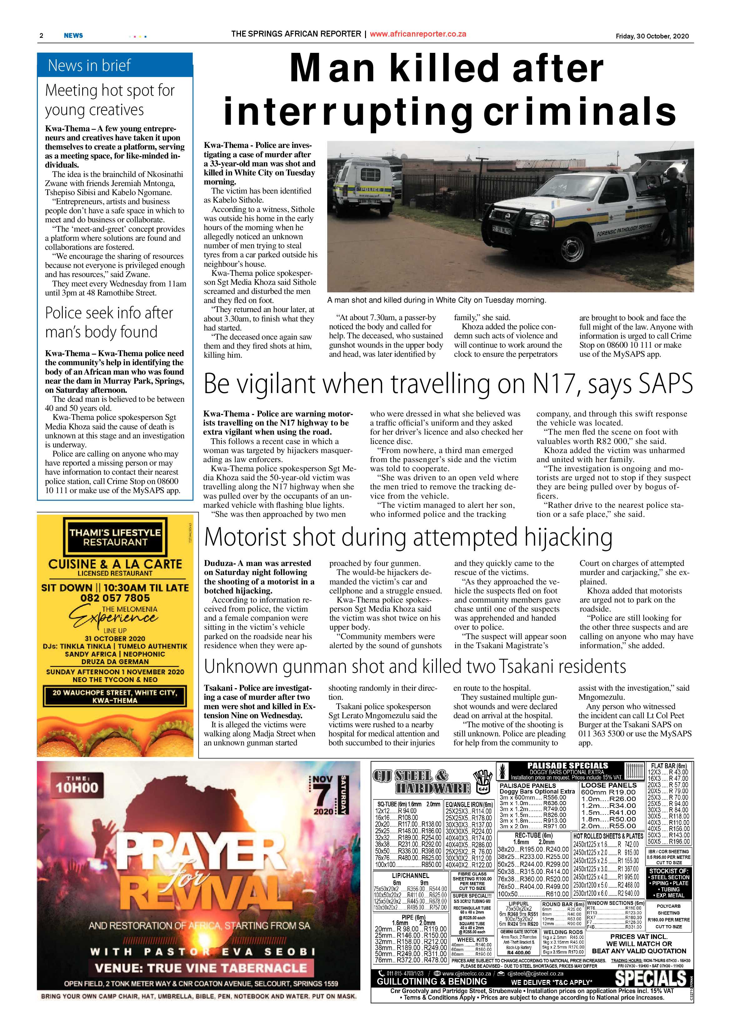 African Reporter 30 October 2020 page 2