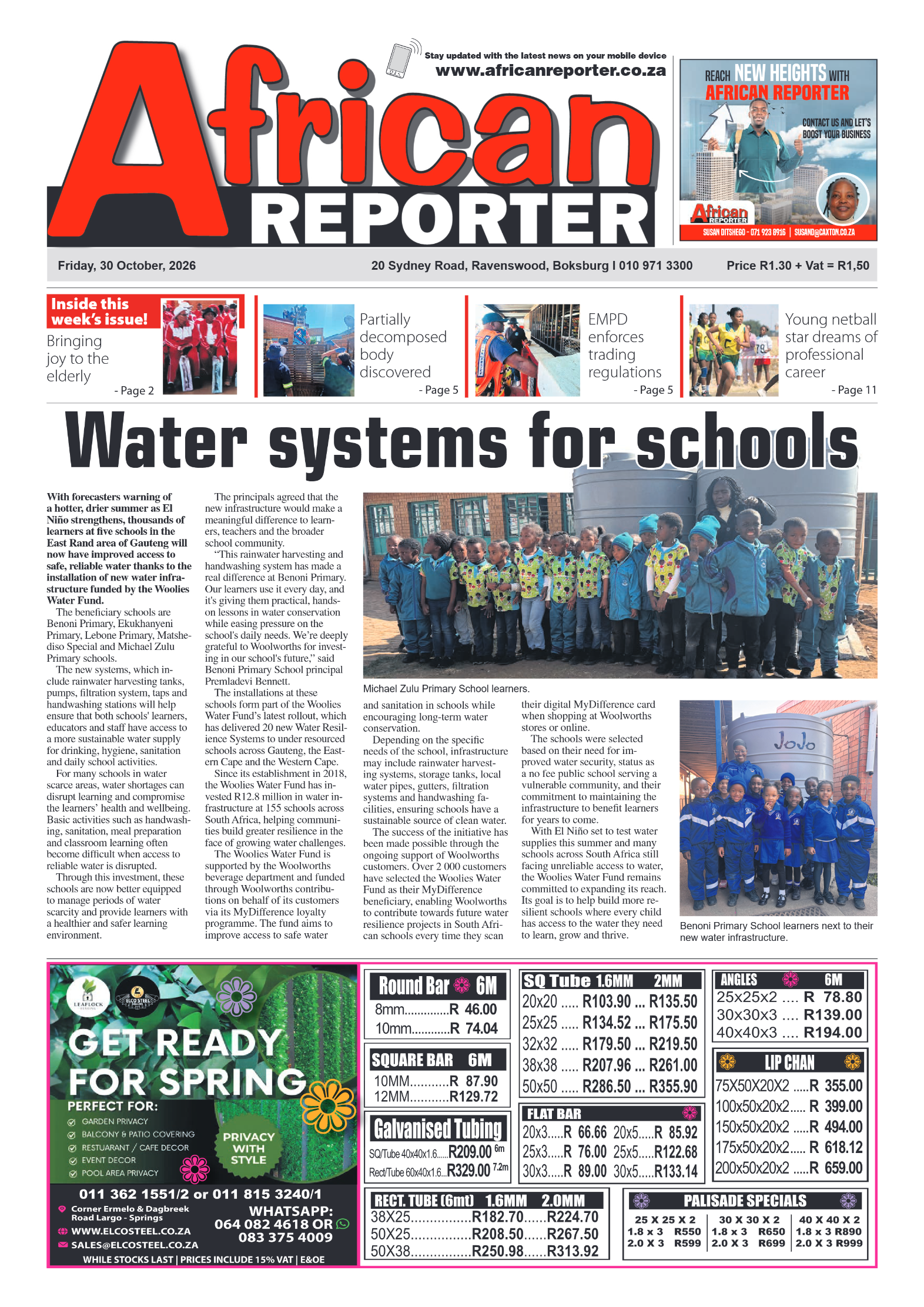 African Reporter 30 October 2026 page 1