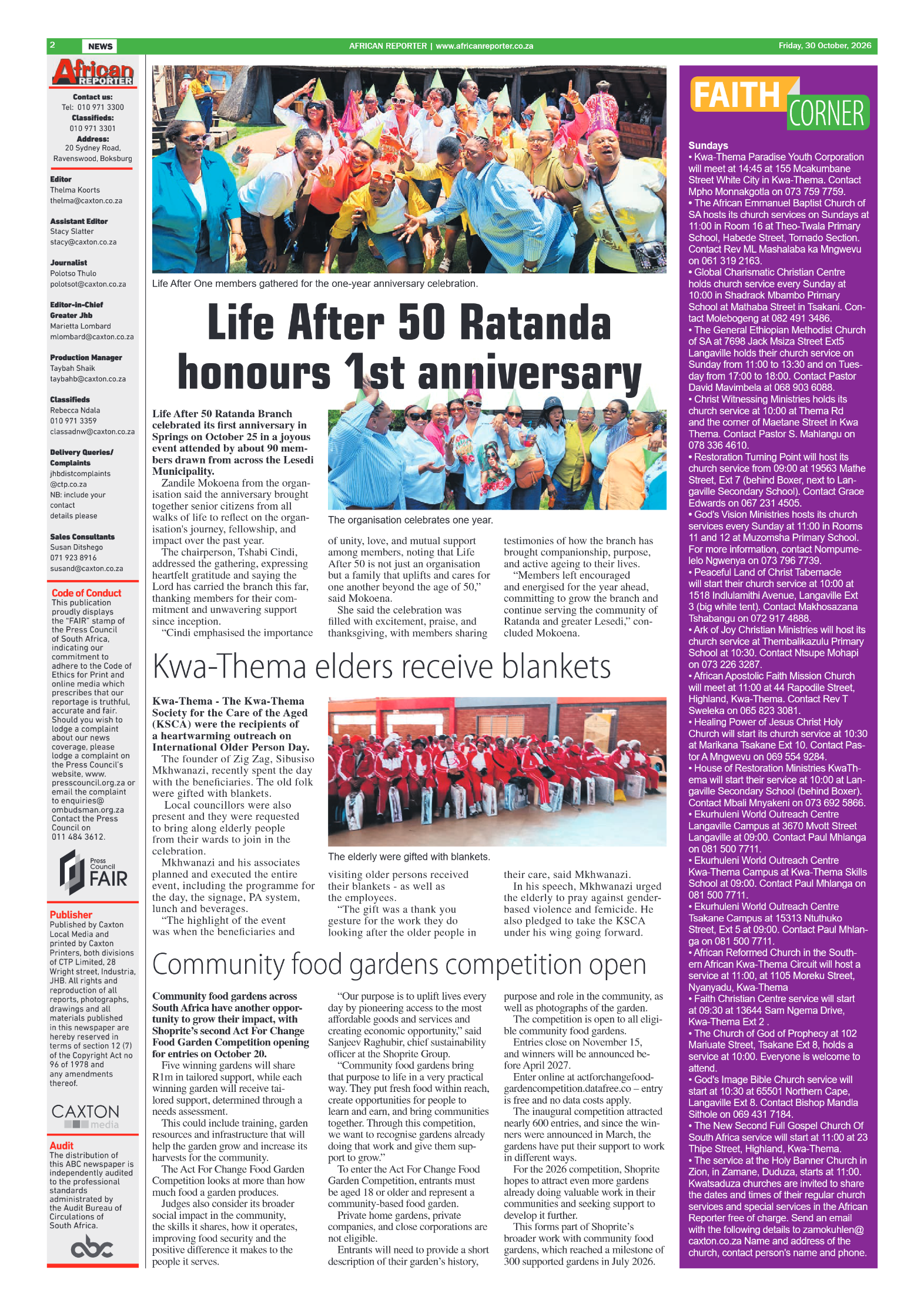 African Reporter 30 October 2026 page 2
