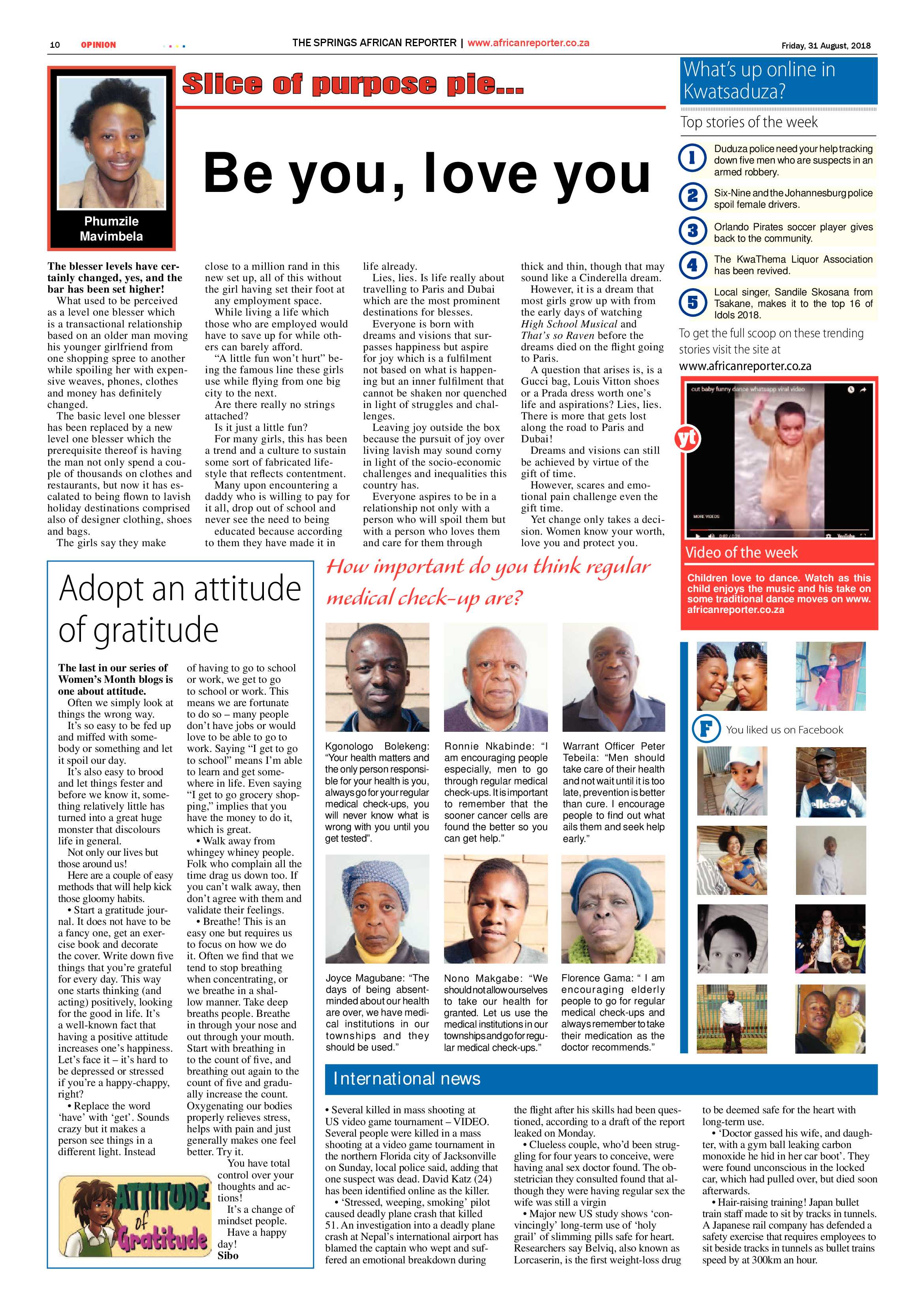 African Reporter 31 August 2018 page 10